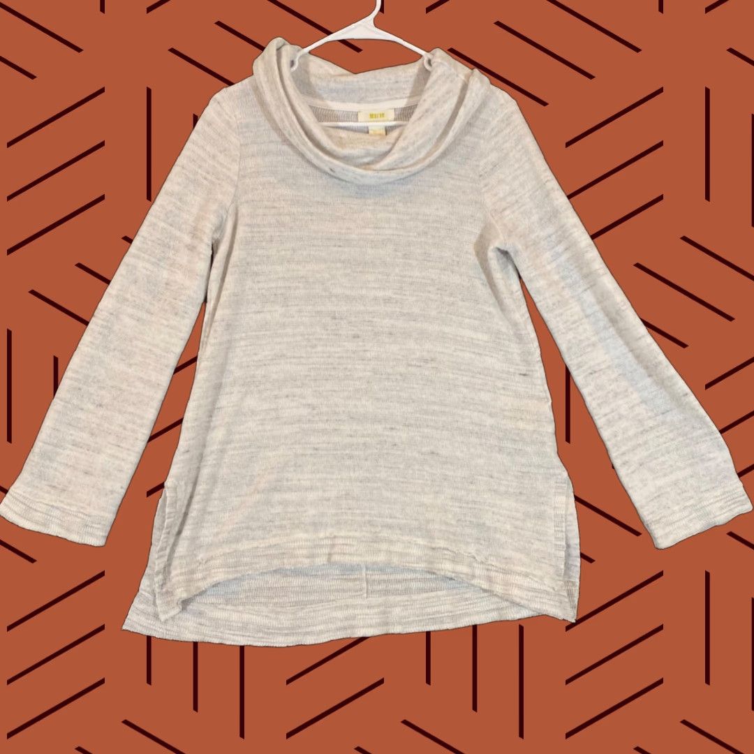 Anthropologie Maeve Anthropologie Sweater Womens Small Gray White Pullover Cowl Neck Long Sleeve Knit Pullover Classic Casual Workwear Vintage No Size S / US 4 / IT 40 - 1 Thumbnail