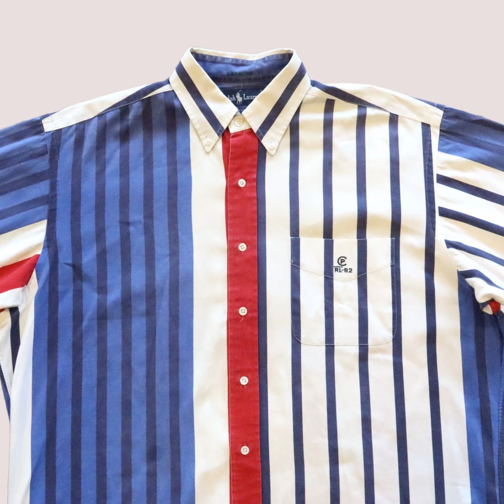 Ralph Lauren VINTAGE Ralph Lauren Polo Shirt Men L Blue Striped Button-Down 90s CP RL 92 Size US L / EU 52-54 / 3 - 1 Thumbnail