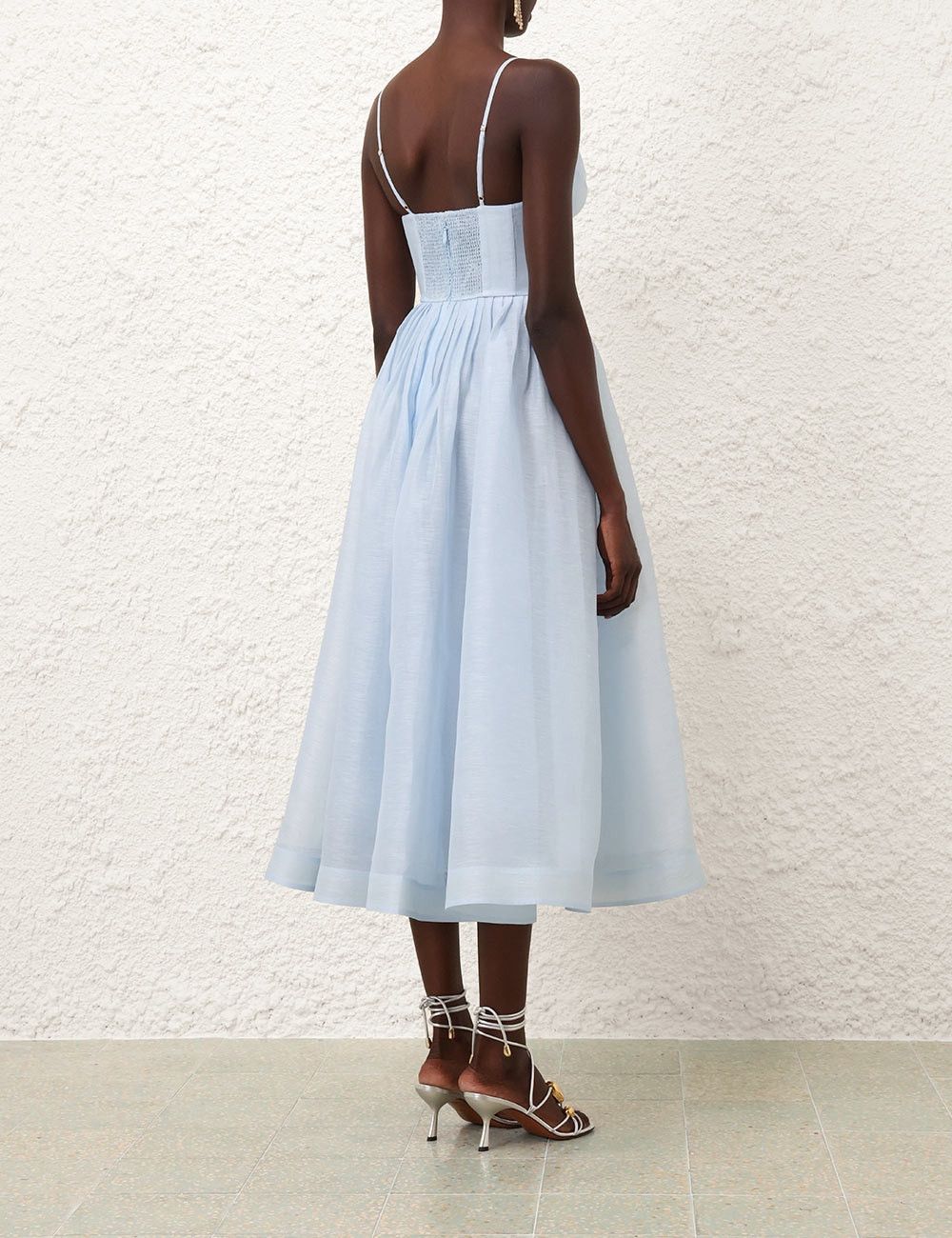 Zimmermann oc11z0226 Illuminate V Neck Midi Dress In Mint Blue Size L / US 10 / IT 46 - 4 Thumbnail