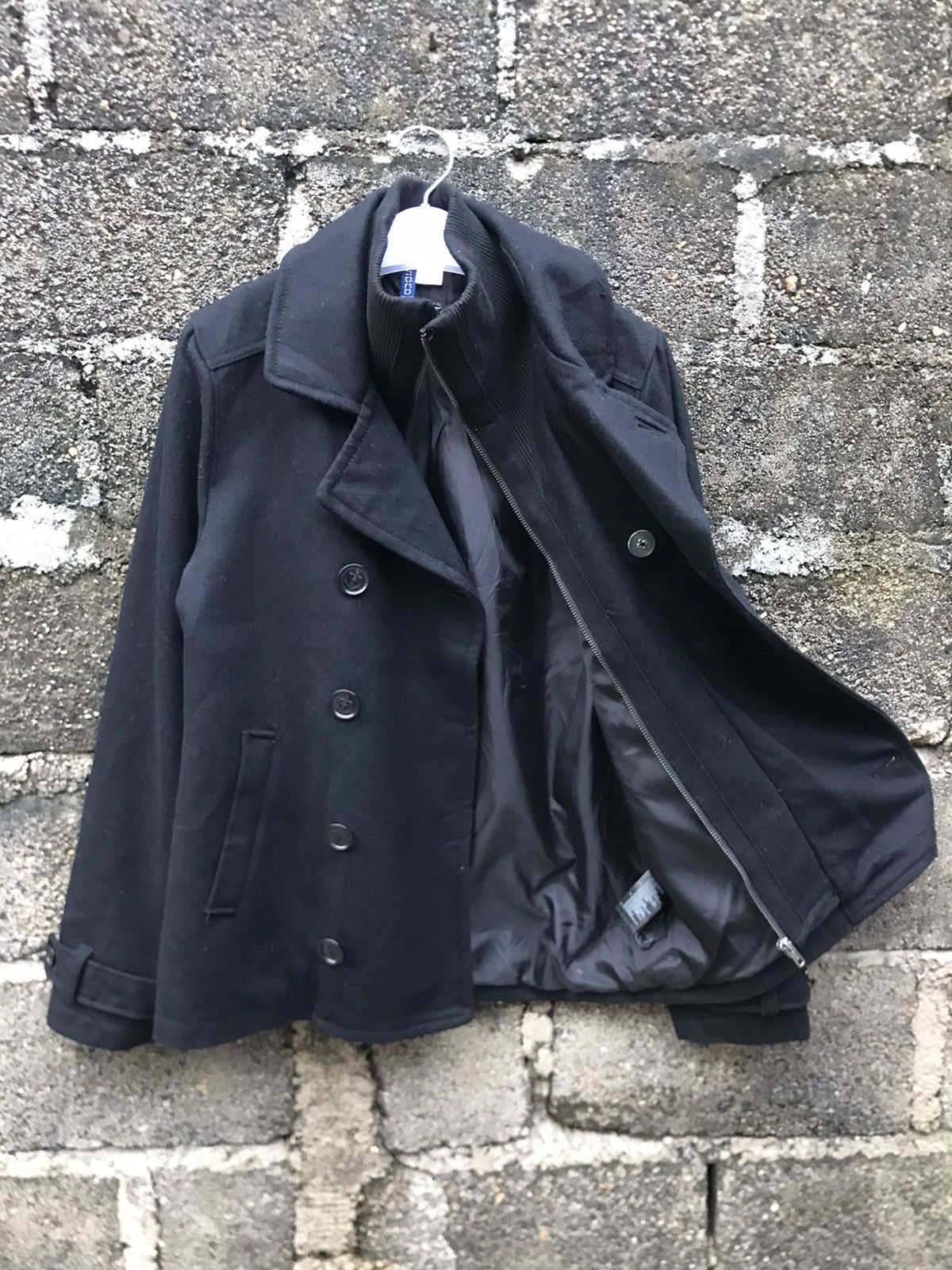 H&M × Japanese Brand × Seditionaries 🌟H&M Black Wool Zip Peacoat Double Breasted Size US S / EU 44-46 / 1 - 11 Thumbnail