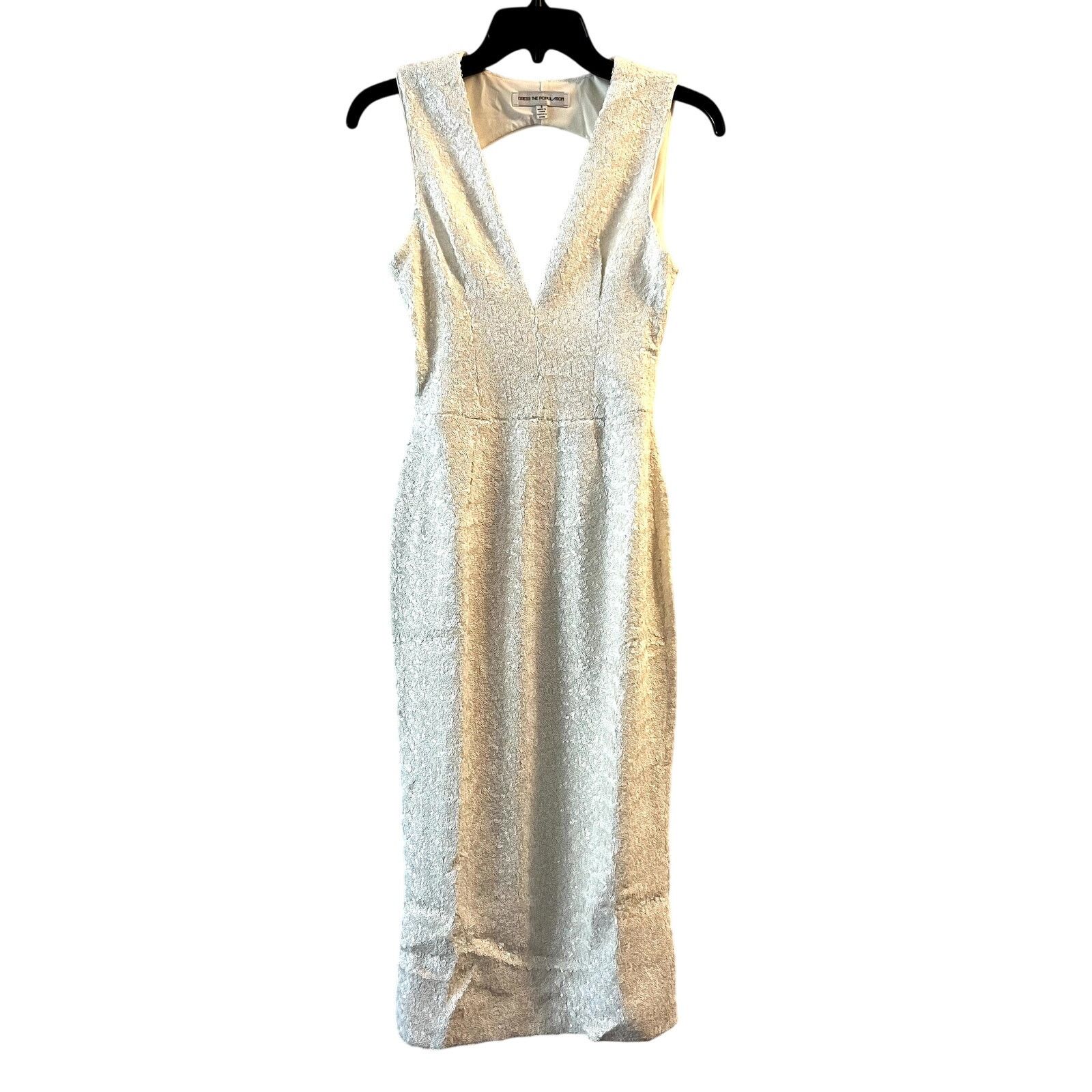 Dress the Population Dress the Population Rani Plunging Sequin Dress White size S Size S / US 4 / IT 40 - 2 Thumbnail