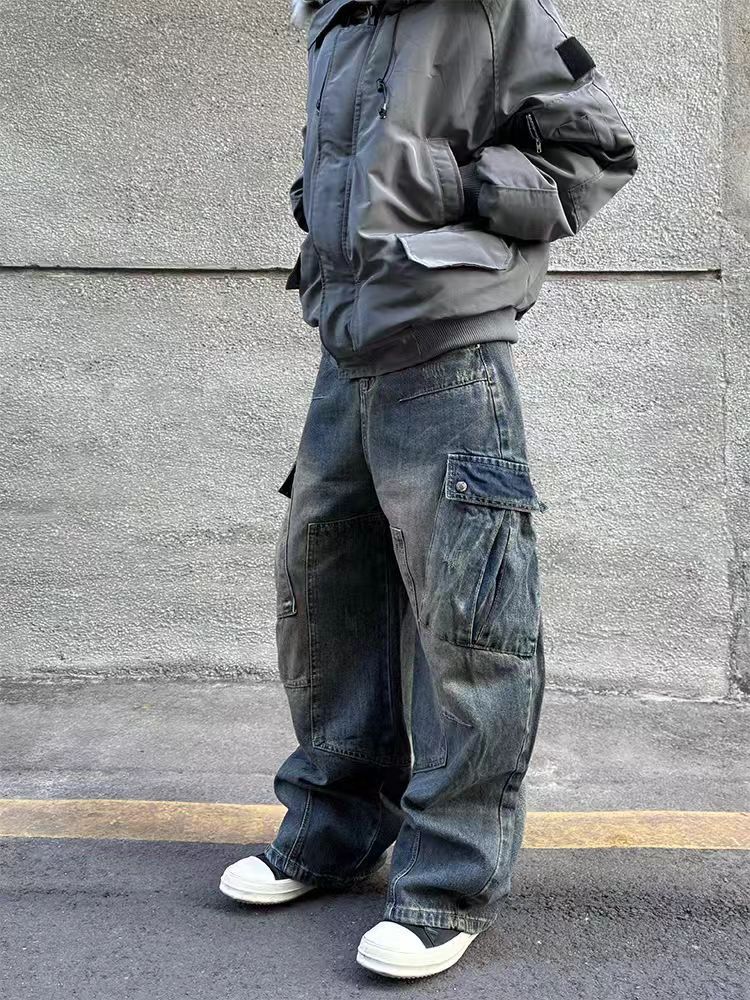 Designer × Jean × Vintage Heavyweight Multi-Pocket Machete Street Aged Jeans Size US 34 / EU 50 - 4 Thumbnail