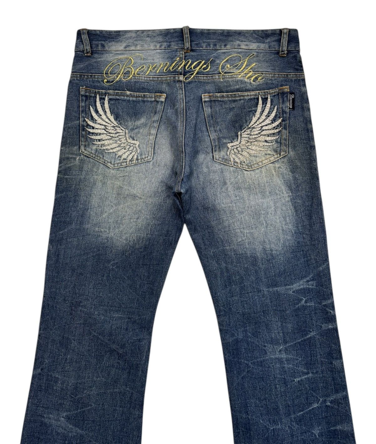 Hysteric Glamour × If Six Was Nine × Japanese Brand BERNINGS SHO WING EMBROIDERY FLARE JEANS DISTRESSED DENIM Size US 34 / EU 50 - 5 Thumbnail
