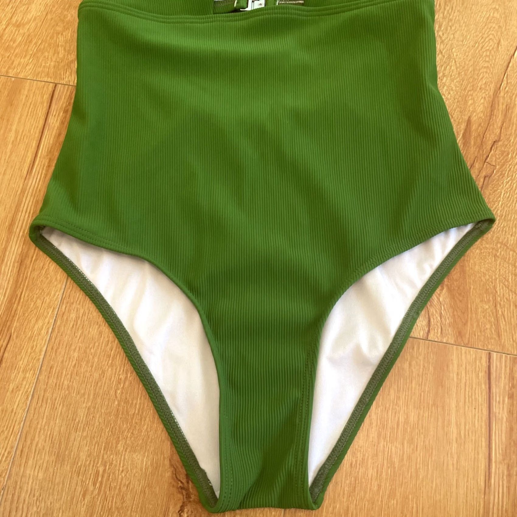 Vintage Charmo One Piece Bathing Suit Ribbed Cutout Padded Swimsuit S Women Green High Cut Size S / US 4 / IT 40 - 2 Thumbnail