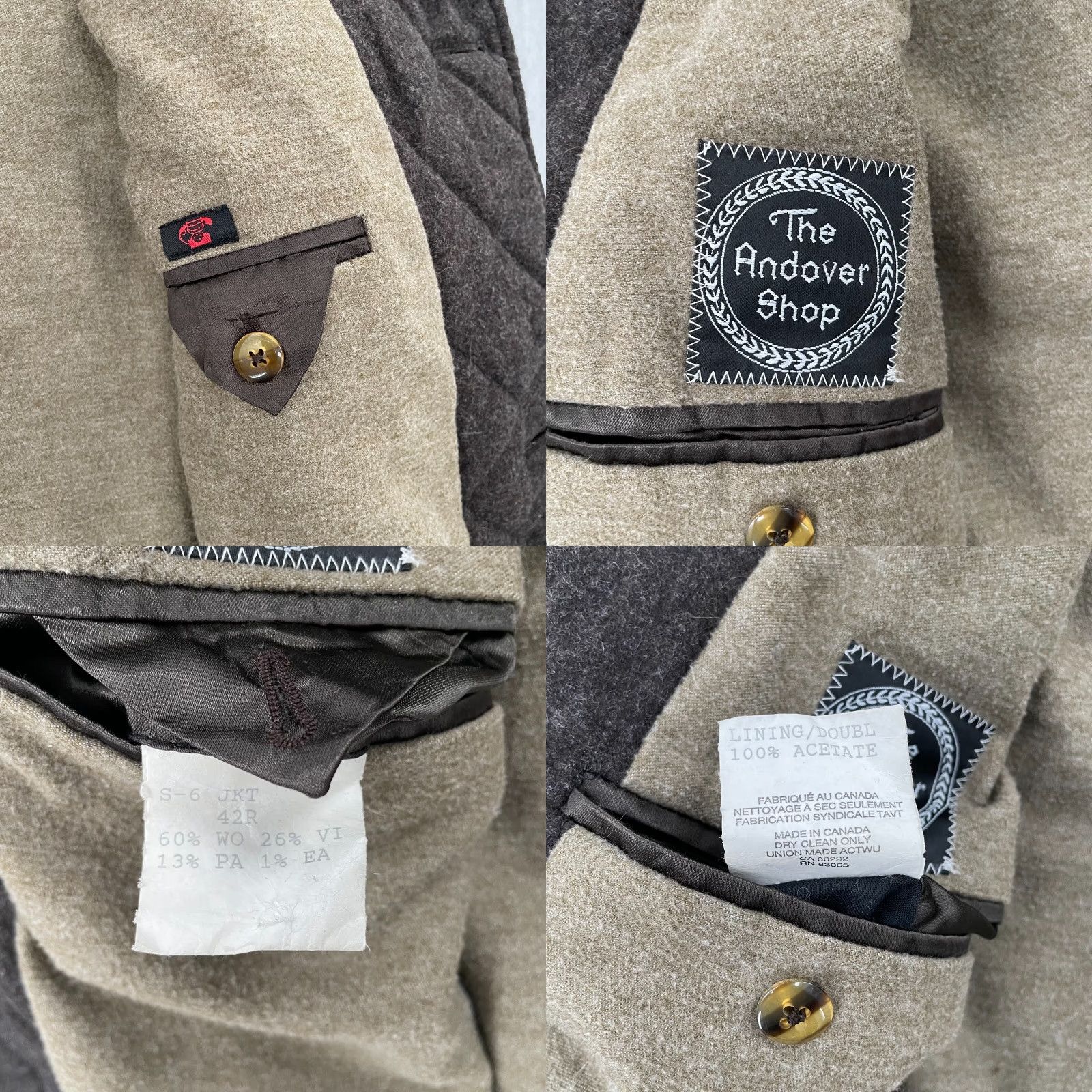 Vintage VINTAGE The Andover Shop Men’s Overcoat Jacket Wool Blend Brown 42R Quilted Fall Winter Size US XS / EU 42 / 0 - 8 Thumbnail