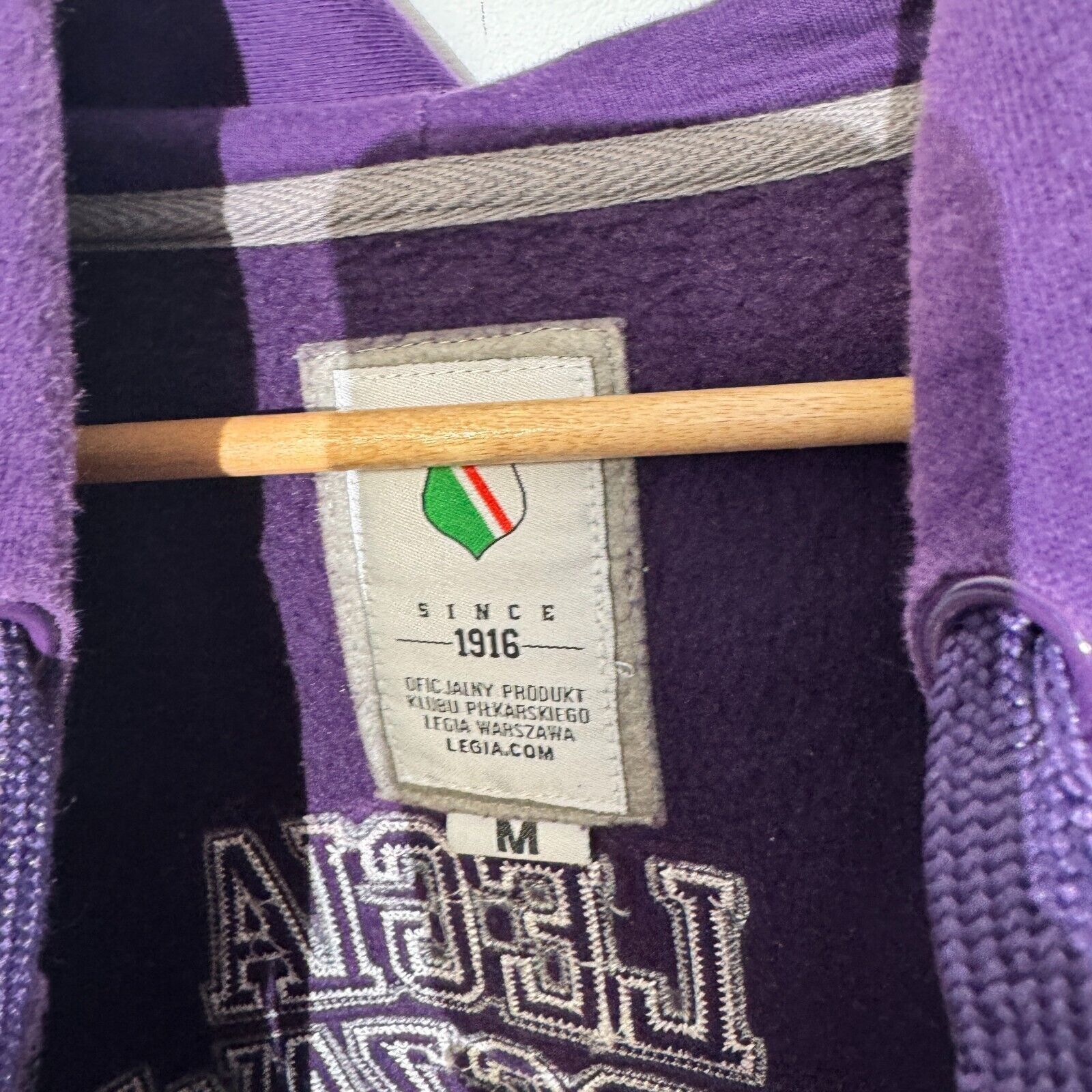 Vintage Vintage Unisex Purple Cotton Zip Hoodie Size M Legia Size US M / EU 48-50 / 2 - 7 Thumbnail