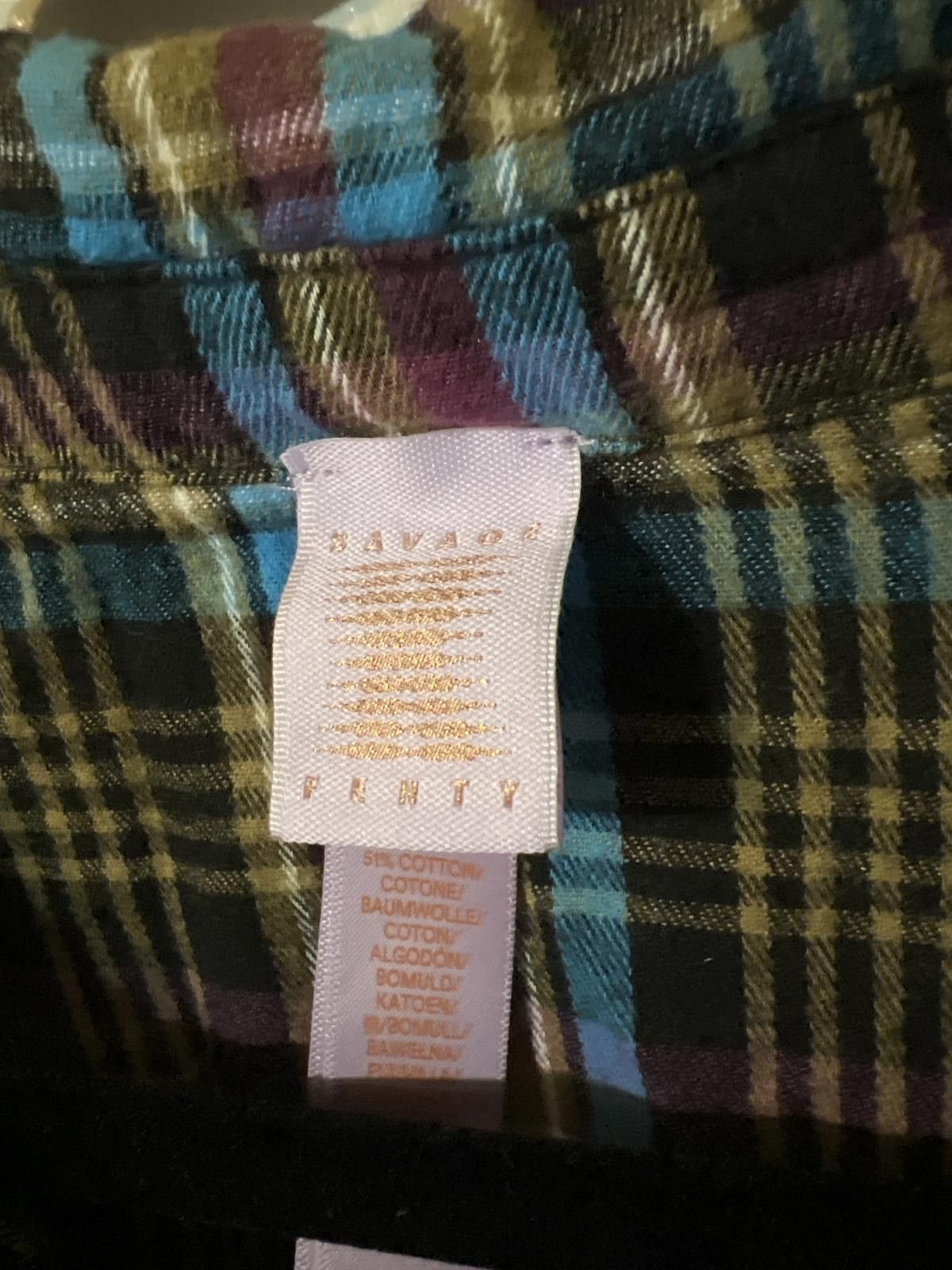 Other Savage X Fenty Cropped Plaid Button-Up Shirt Pocket Patch XL Size XL / US 12-14 / IT 48-50 - 4 Thumbnail