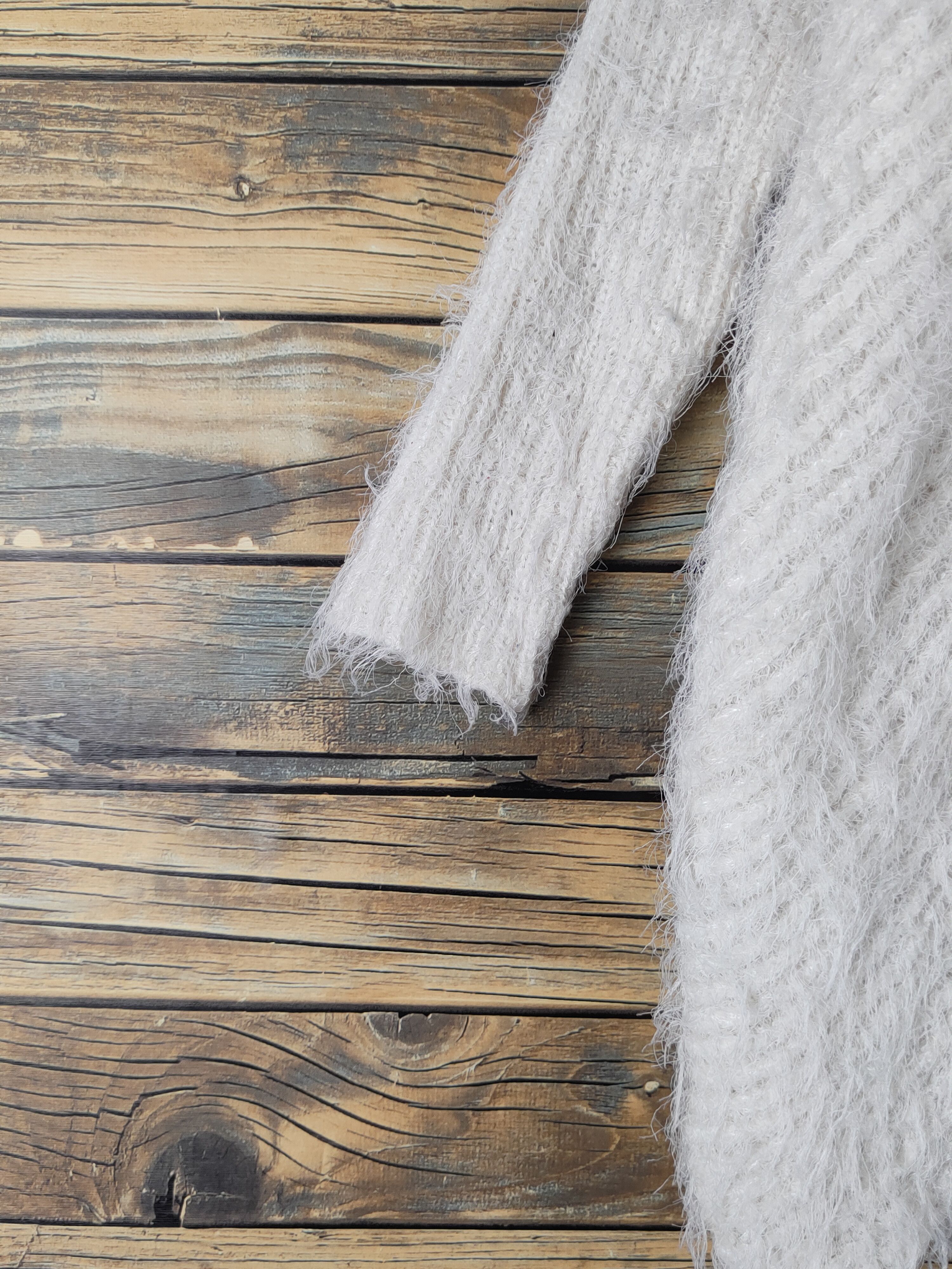 Japanese Brand Popeye Ivory Shag Shaggy Fur Mohair Knitwear #W1633 Size L / US 10 / IT 46 - 4 Thumbnail