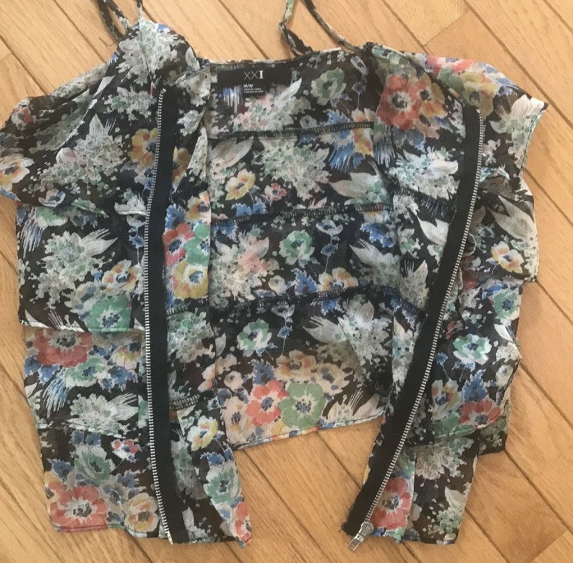 Other XXI FRONT ZIP UP RUFFLED FLORAL CAMI CROPPED TANK TOP Size M / US 6-8 / IT 42-44 - 3 Thumbnail