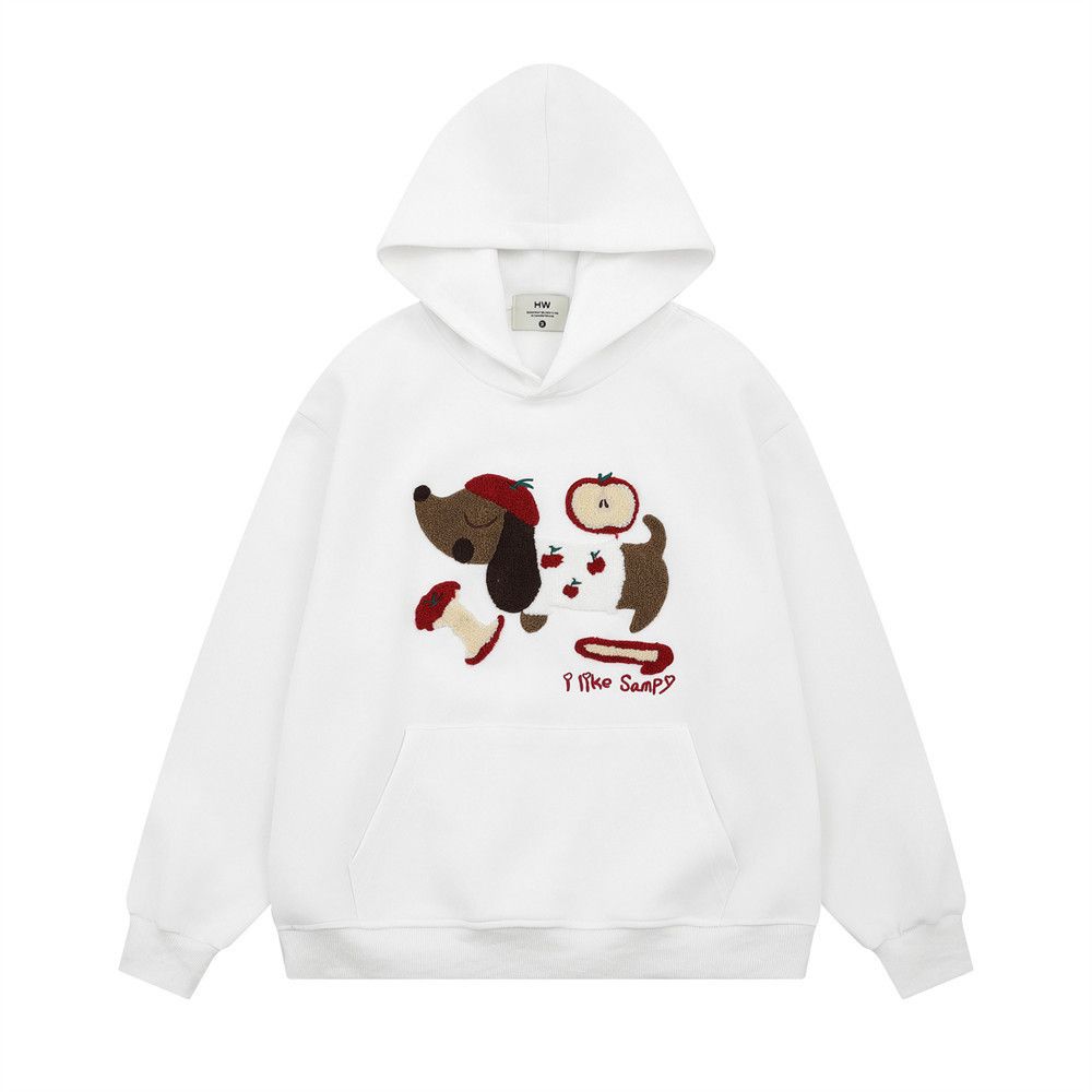 Vintage Men's Loose Casual Cartoon Puppy Embroidered Hoodie Size US M / EU 48-50 / 2 - 1 Thumbnail