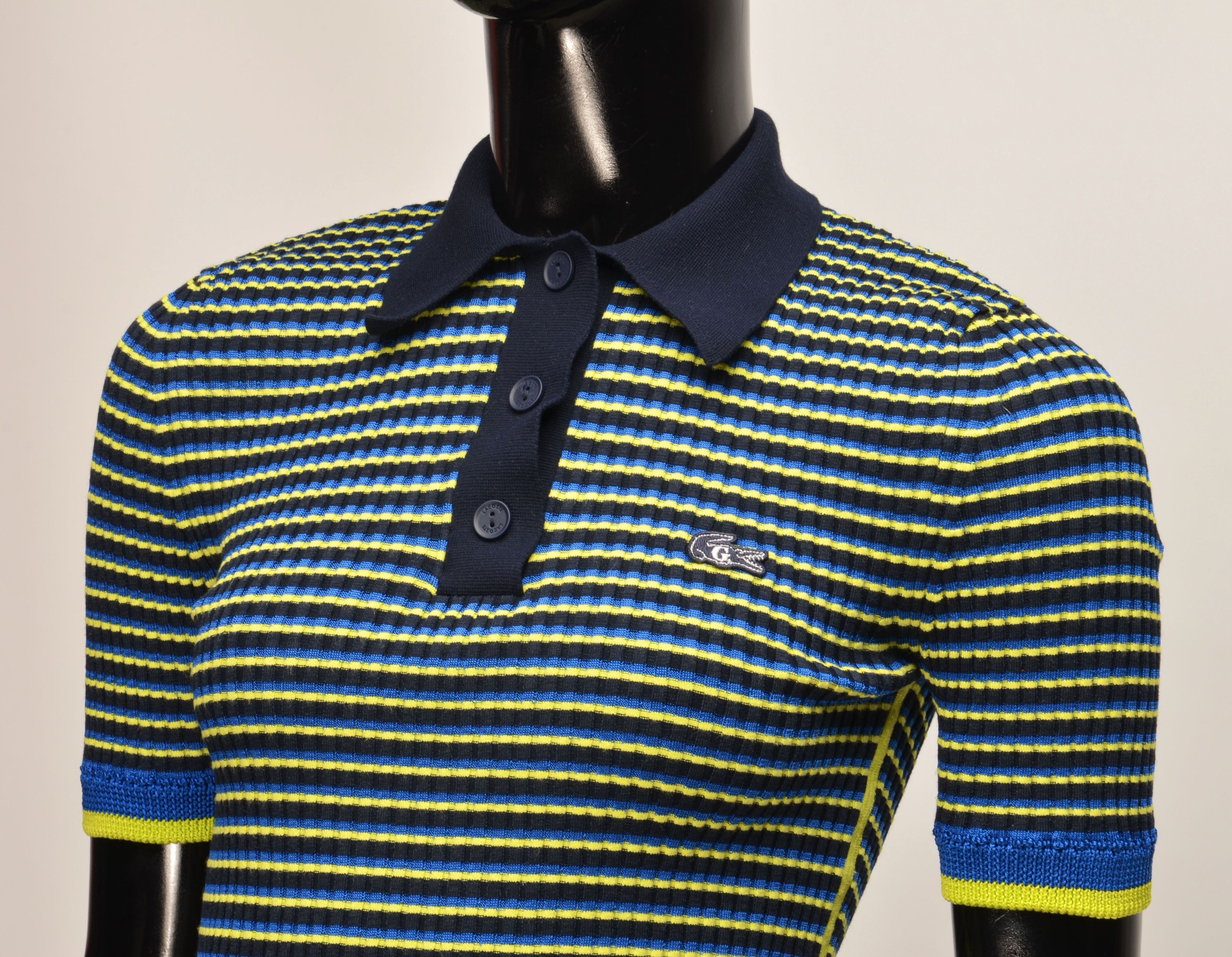 Lacoste Women’s Lacoste x Goop Striped Ribbed Knit Polo Shirt Size S / US 4 / IT 40 - 3 Thumbnail