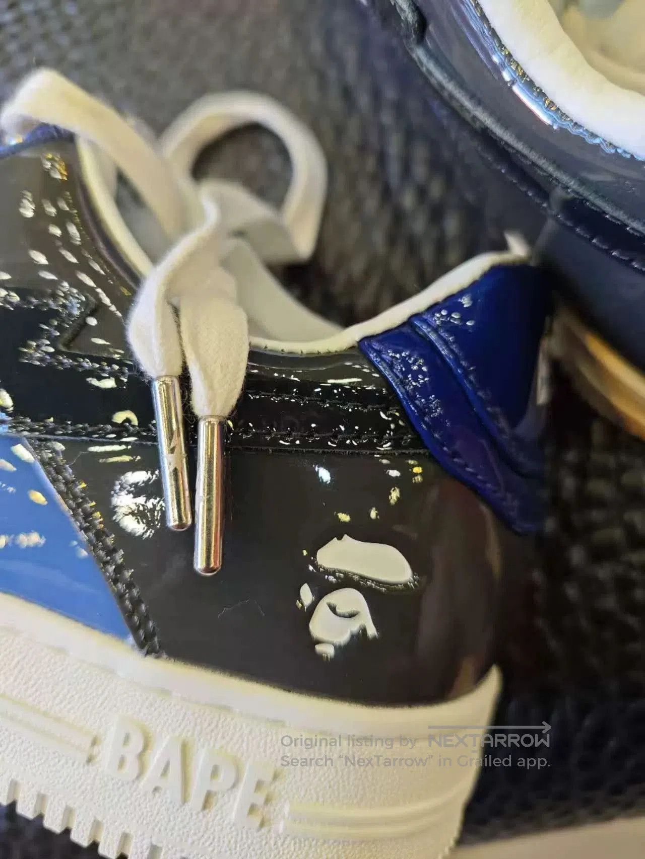 Bape BAPESTA Patent Leather Blue Low-Top Sneakers. Size US 9 / EU 42 - 7 Thumbnail