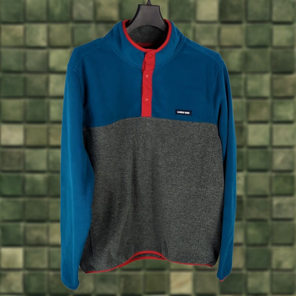 Lands' End Lands End Mens Size Large Tall 42-44 gray Fleece Pullover Jacket Size US L / EU 52-54 / 3 - 1 Thumbnail