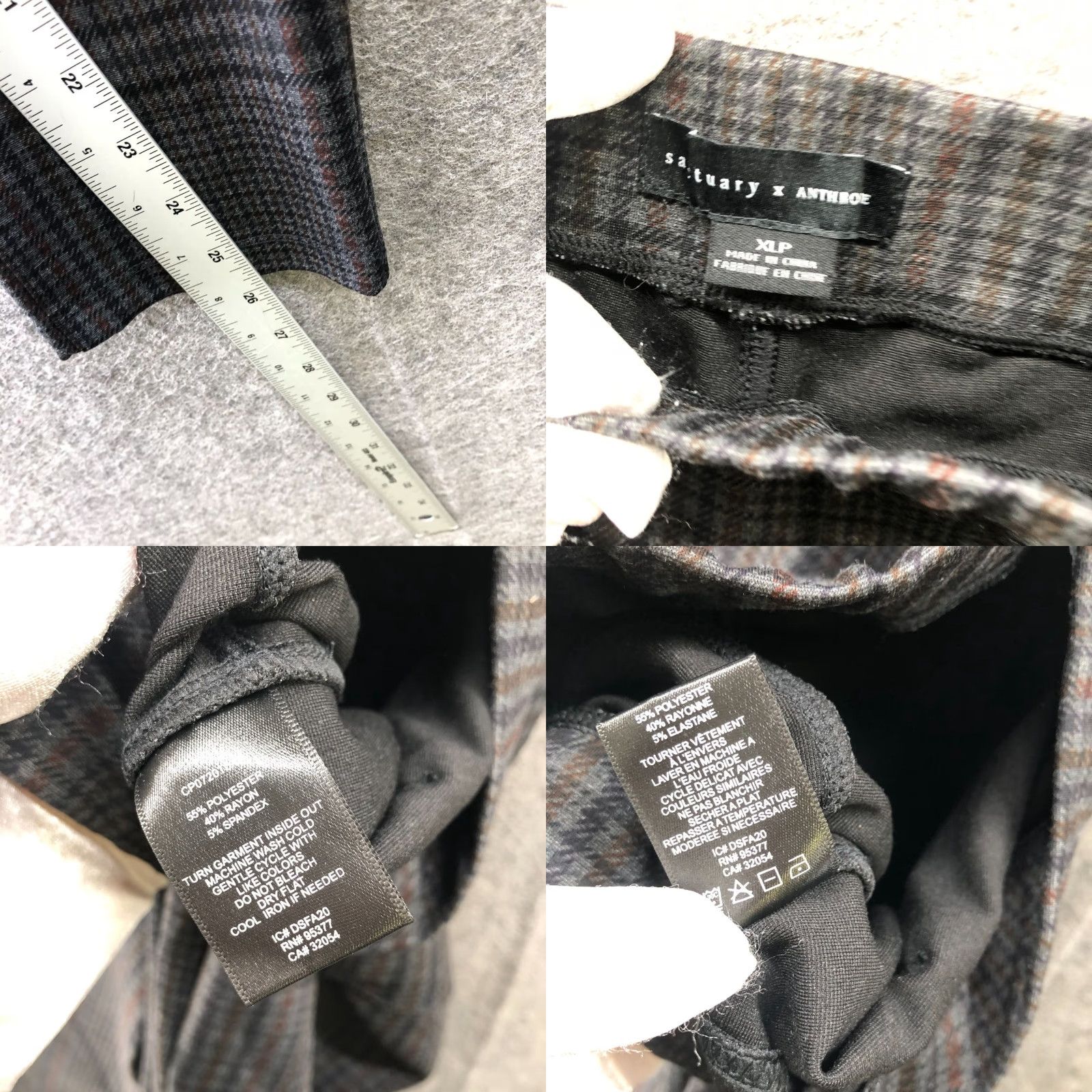 Sanctuary sanctuary x Anthropologie Ponte Legging Pants Womens XLP Gray Brown Plaid Skinny - Pink? Wait. Size 40" / US 18 - 8 Thumbnail