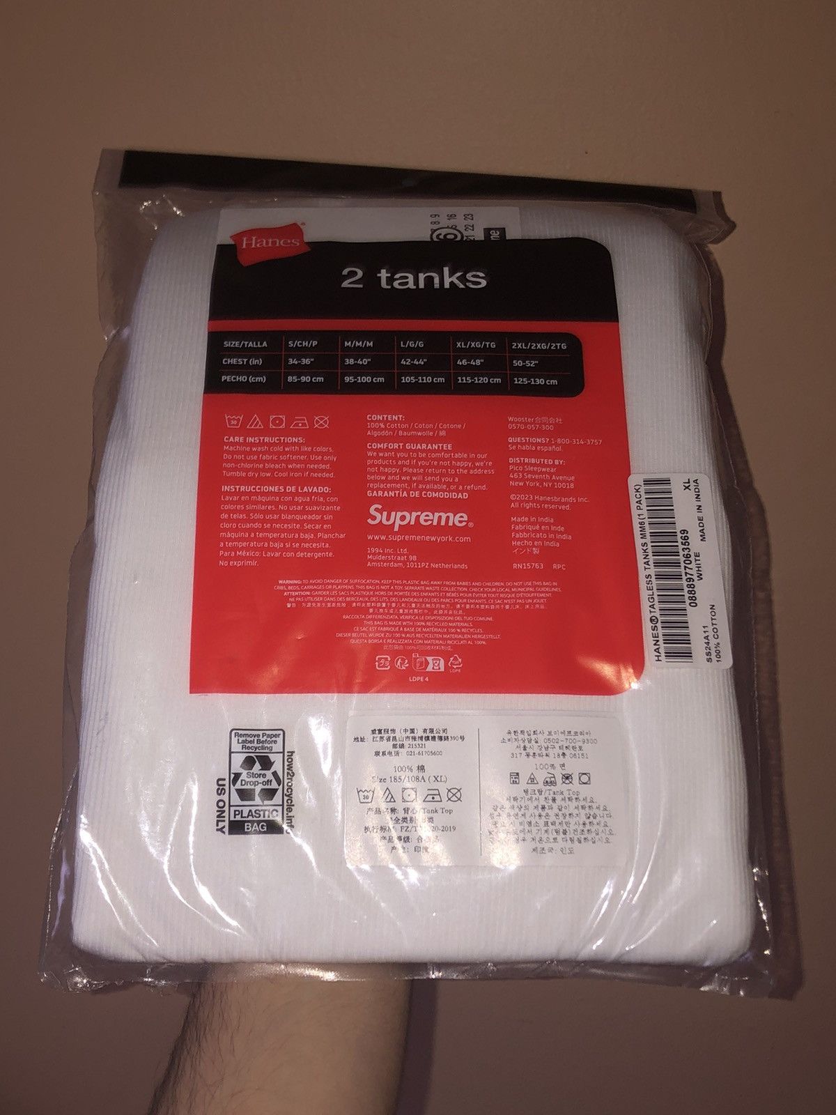 Supreme hanes tee size chart clearance
