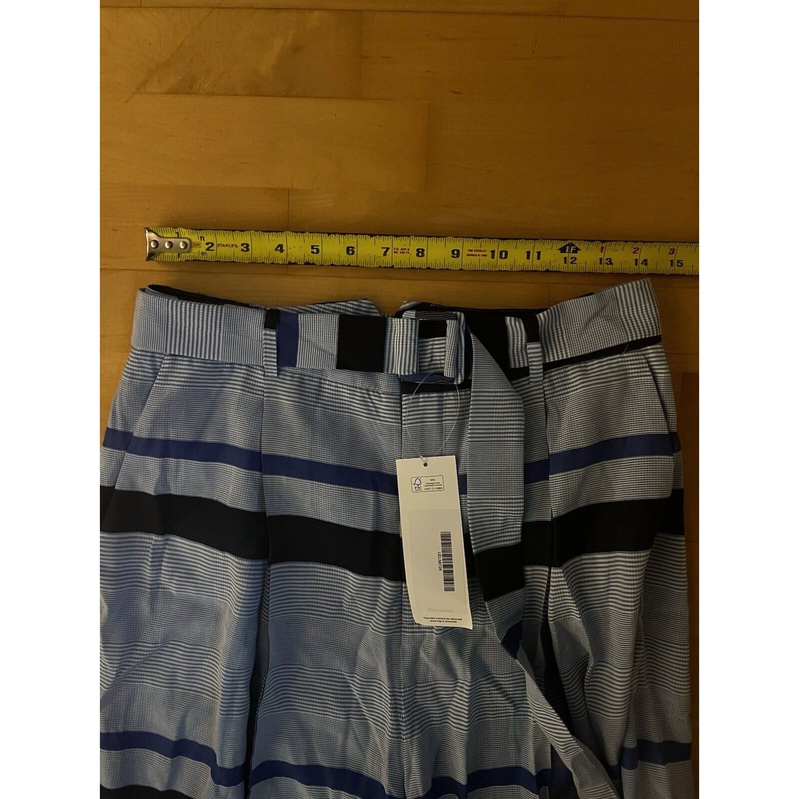 Lela Rose Lela Rose Hi Rise Blue Plaid Wide Leg Pants 6 Size 28" / US 6 / IT 42 - 5 Thumbnail