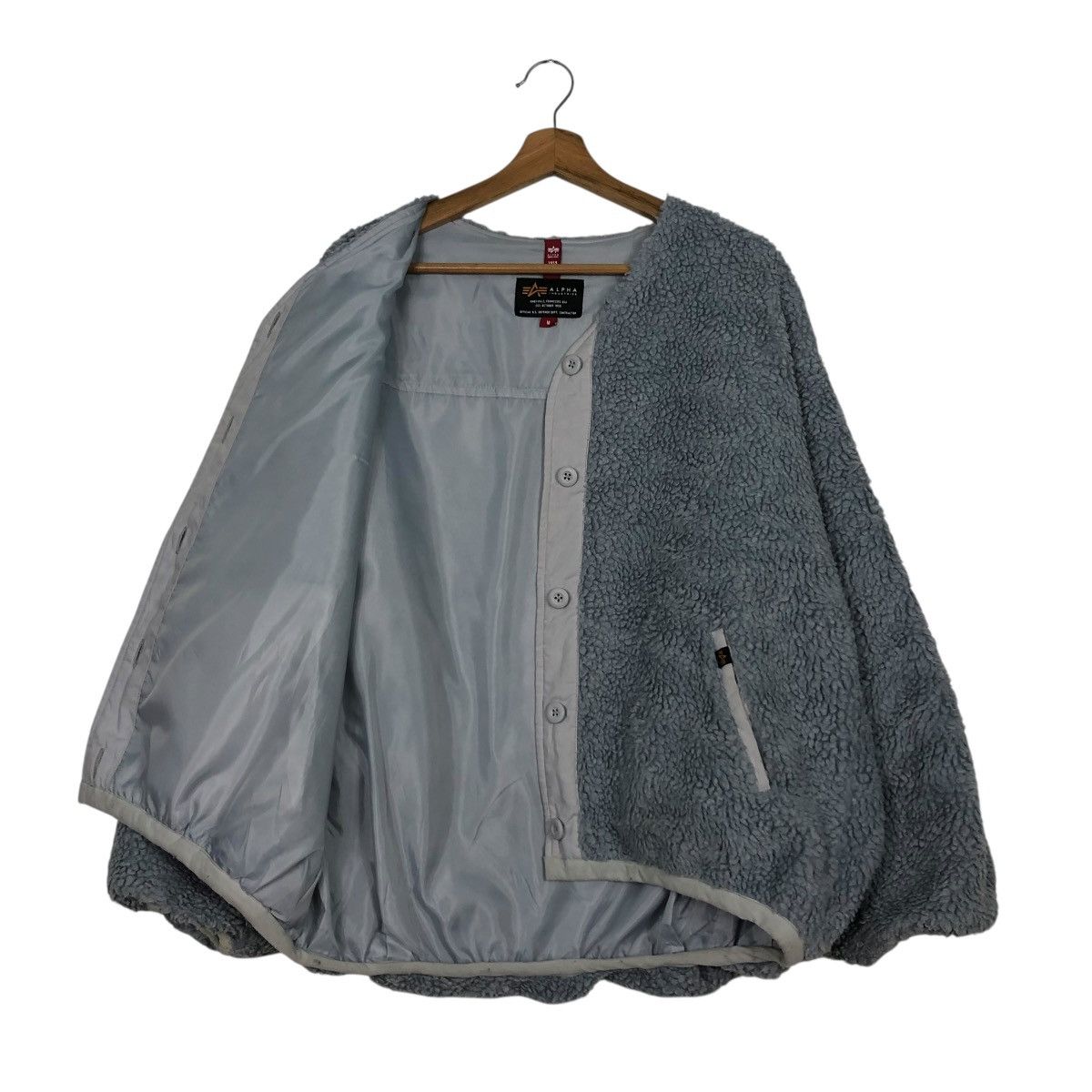Alpha Industries 🔥VINTAGE DIP PILE FLEECE JACKET BUTTON ALPHA INDUSTRIES Size US M / EU 48-50 / 2 - 13 Thumbnail