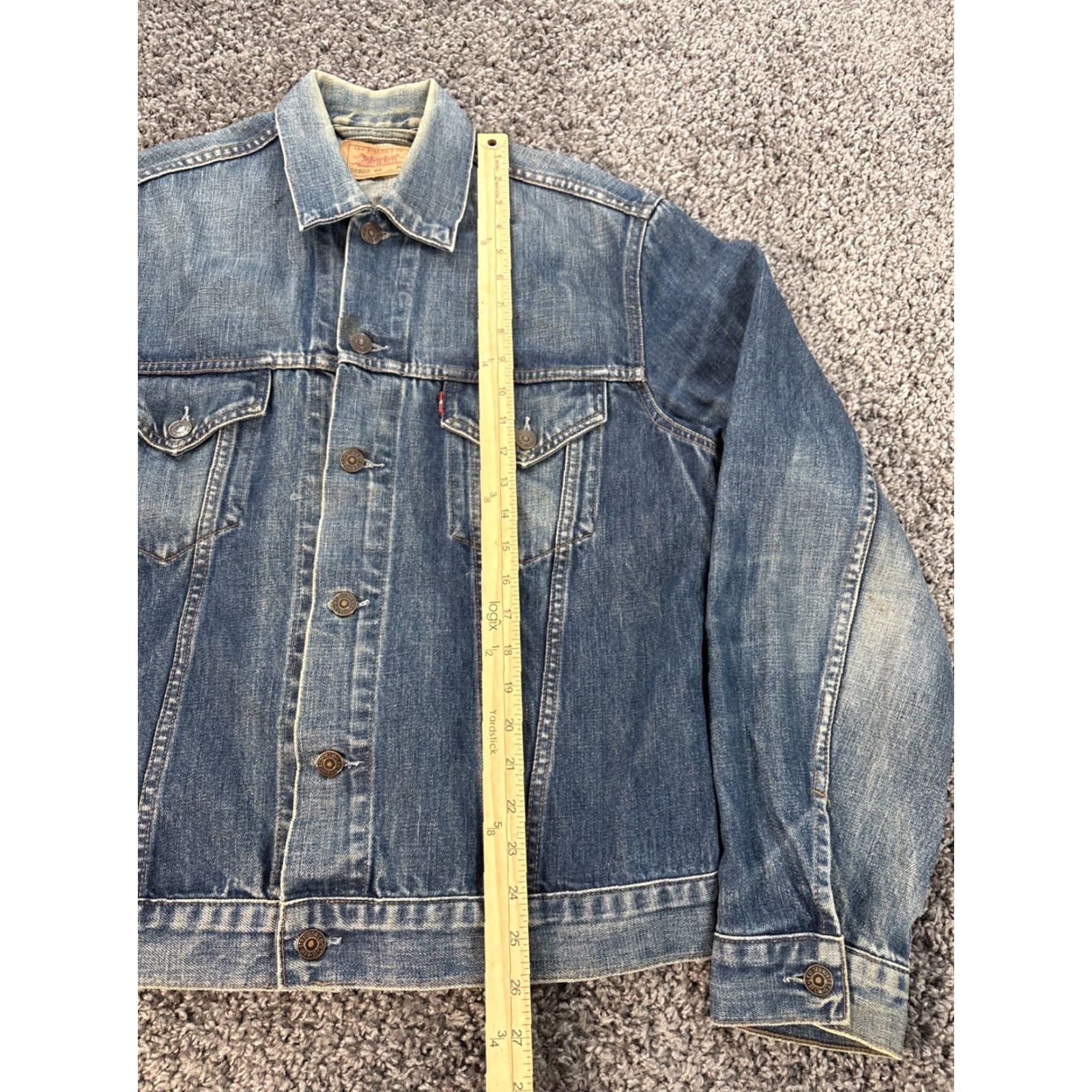 Levi's VINTAGE Levi’s Denim Jacket Mens XL 70500 04 Jean Trucker Distressed Whiskered Denim Jacket Blue Slim Regular Men Leather? (Note: placeholder) Size US 36 / EU 52 - 2 Thumbnail