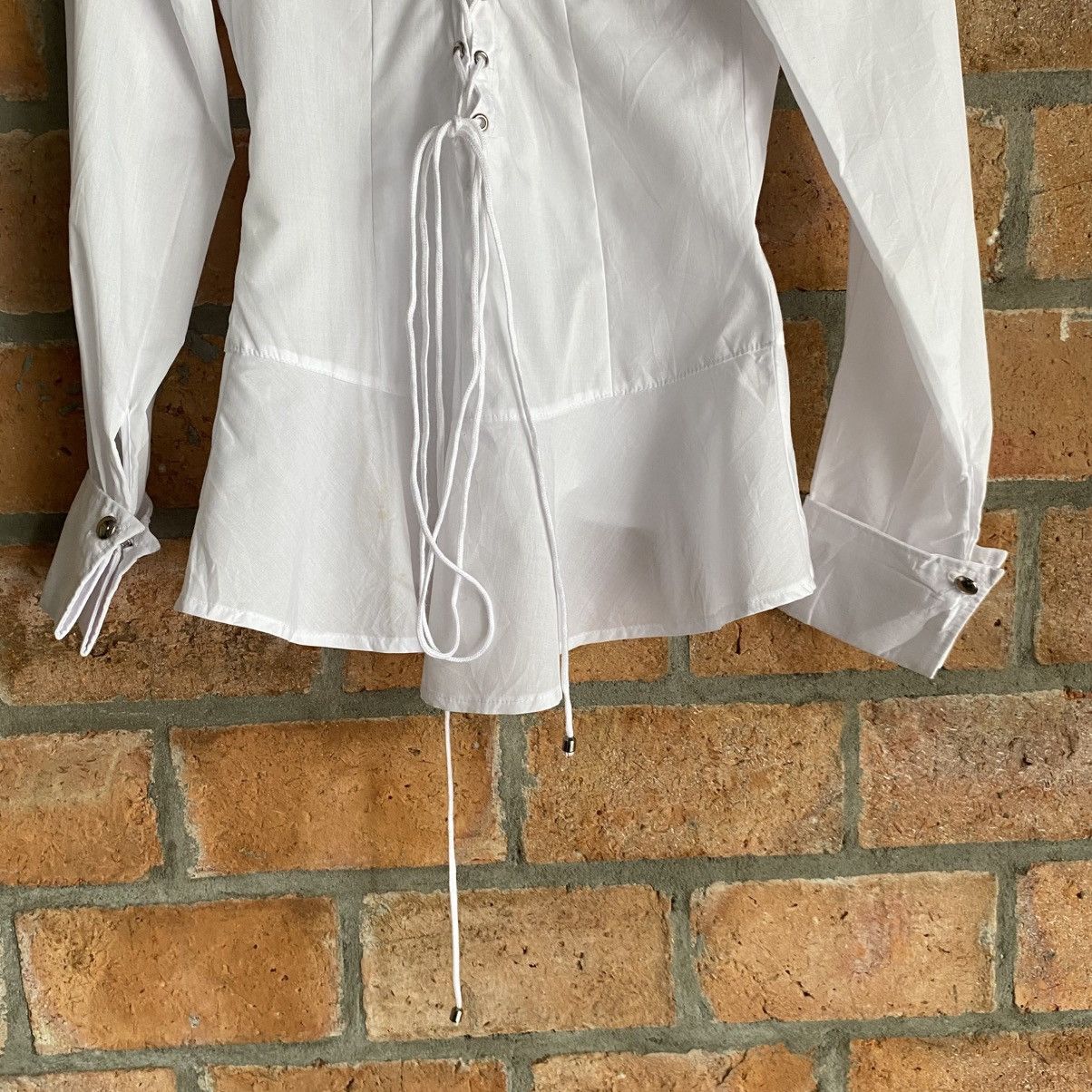Japanese Brand RyuRyu Y2K Punk White Lace-Up Wrap Blouse with Peplum Hem Size M / US 6-8 / IT 42-44 - 12 Thumbnail
