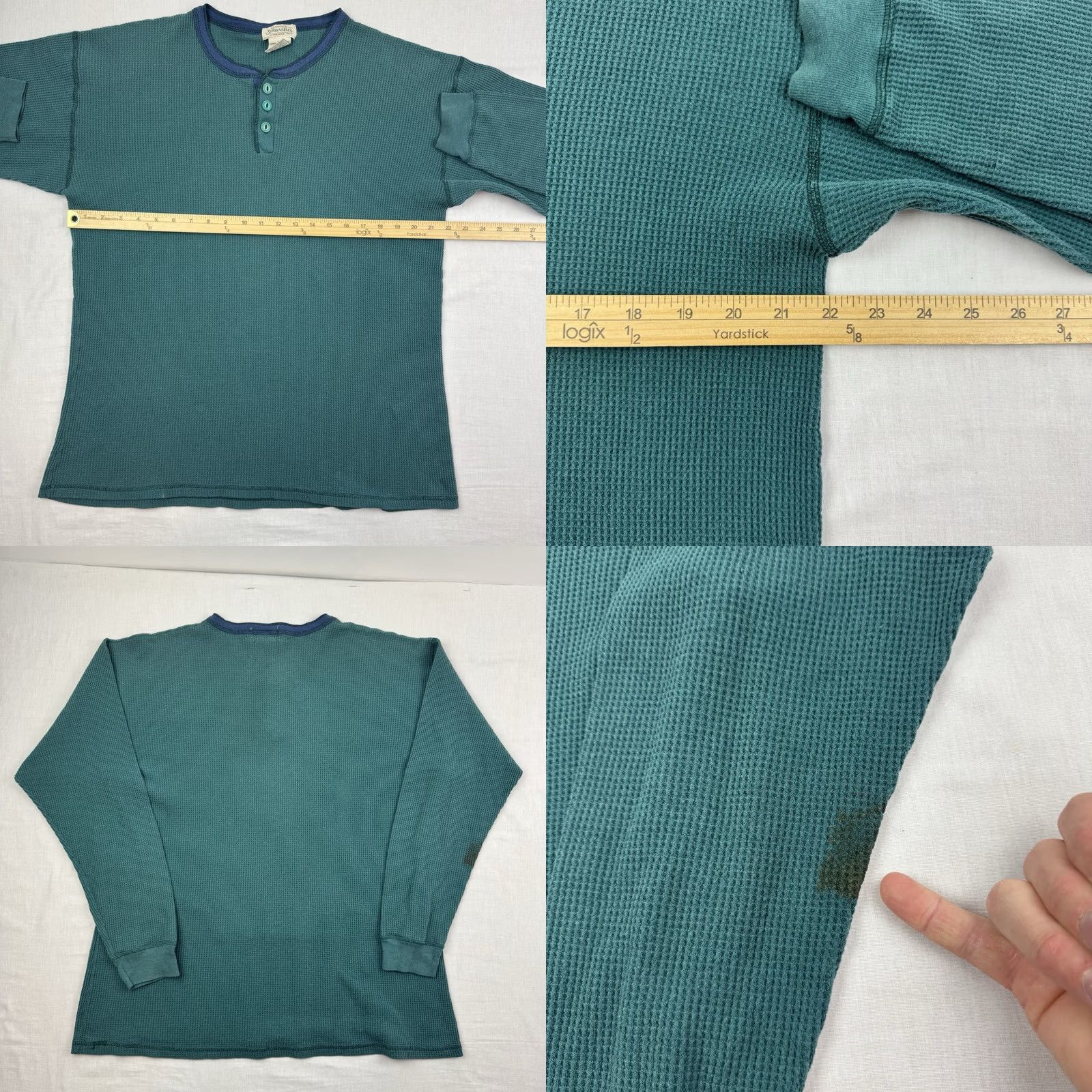 Vintage VINTAGE St Johns Bay Henley Shirt Adult Large Green Hipster Punk Outdoor Classic 90s Mens Size US L / EU 52-54 / 3 - 8 Thumbnail