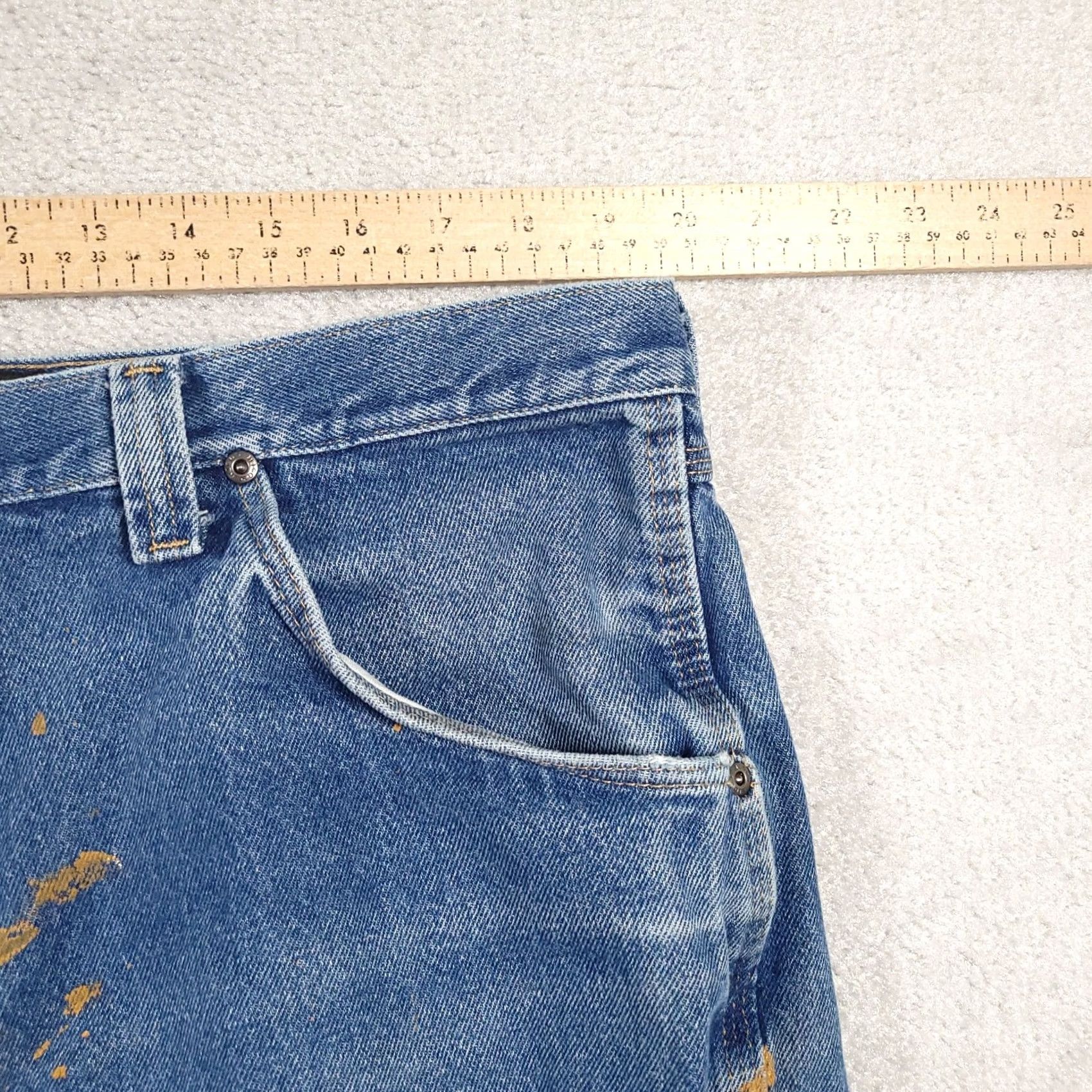 Wrangler VINTAGE Wrangler Riggs Jeans Mens 40x32 Blue Carpenter Workwear Distressed Paint Stains Size US 40 / EU 56 - 4 Thumbnail
