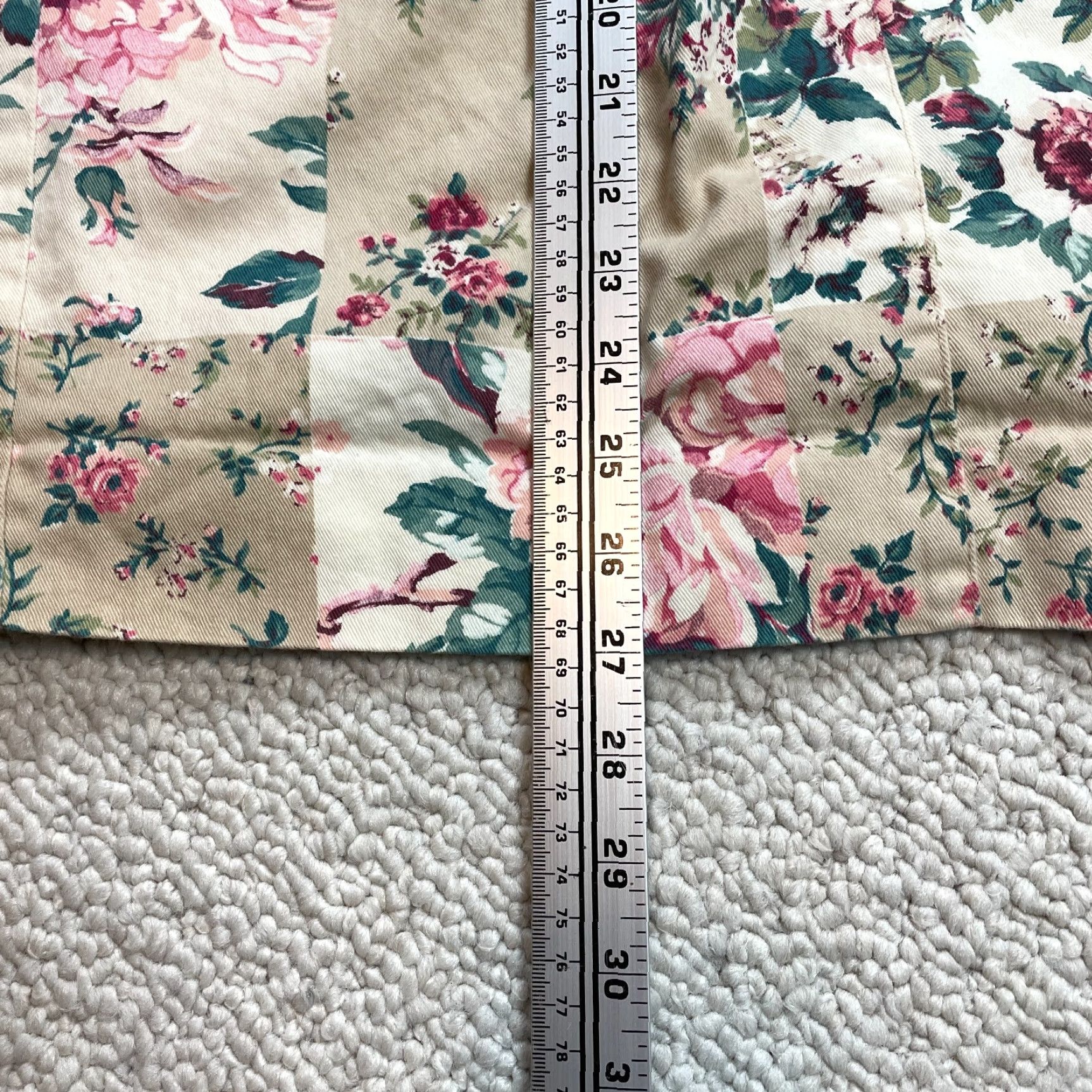 Vintage VINTAGE Carroll Reed Skirt Womens 6 Beige Floral Knee Length Cotton Pockets Size 28" / US 6 / IT 42 - 3 Thumbnail