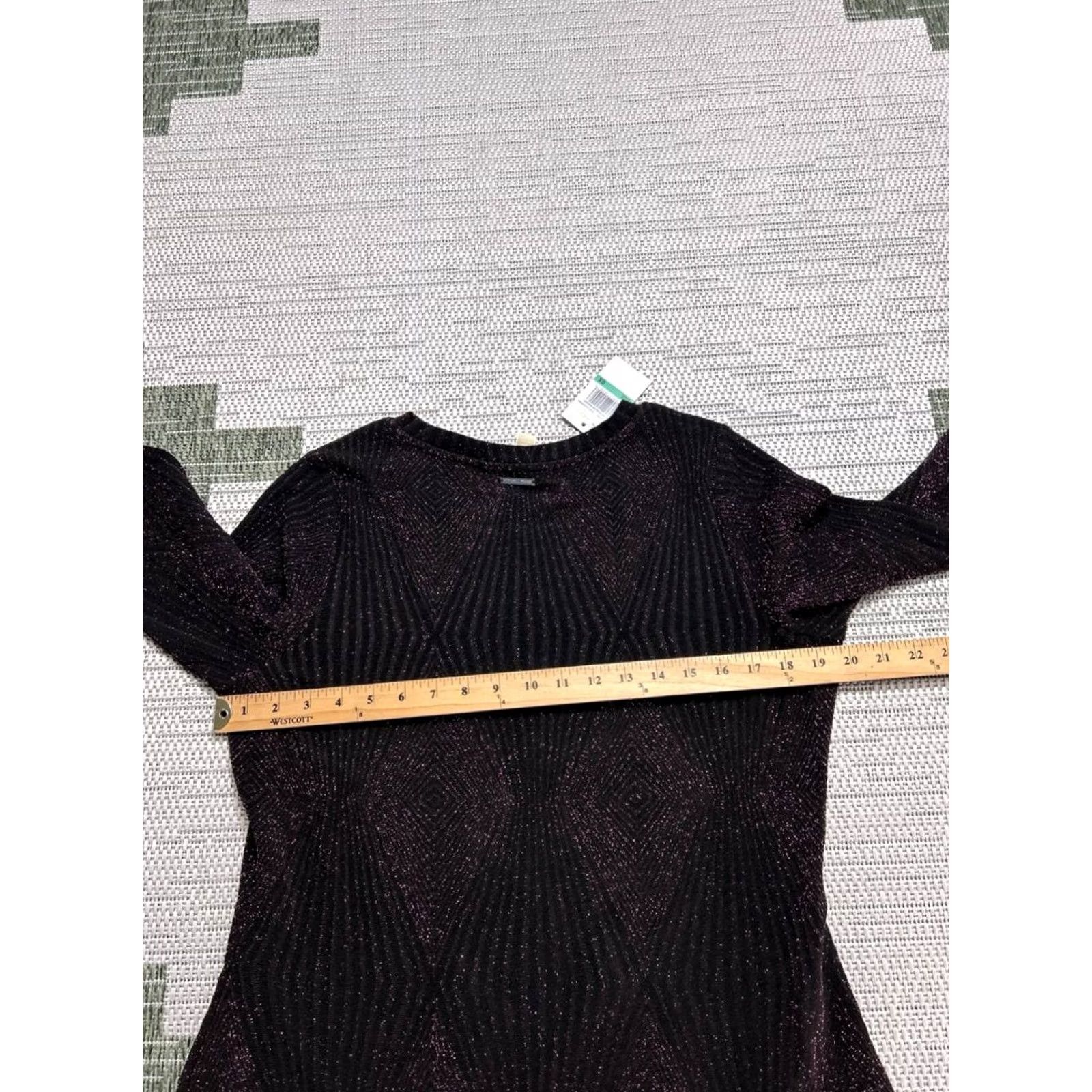 Michael Kors Michael Kors Dress Womens 0x Black Purple Blouson Short A-Line Sleeve Long Neckline Round Zip Size XL / US 12-14 / IT 48-50 - 6 Thumbnail