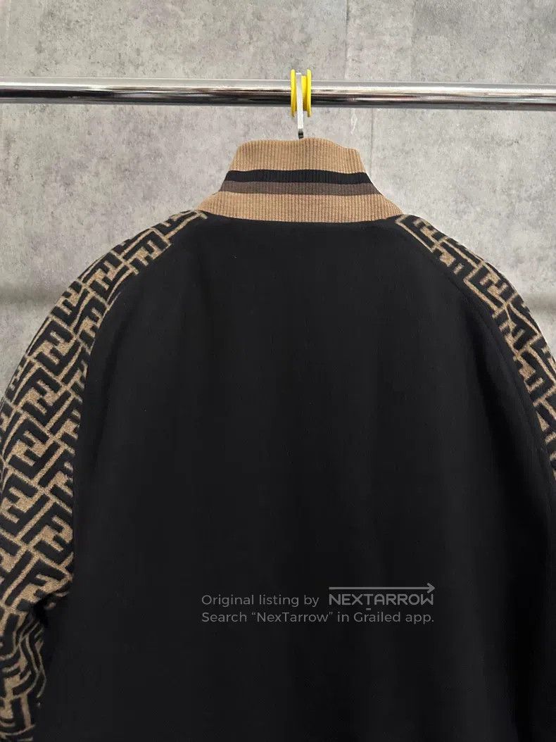 Fendi Fendi Arm Monogrammed Monogram Wool Baseball Jacket Size US XL / EU 56 / 4 - 6 Thumbnail