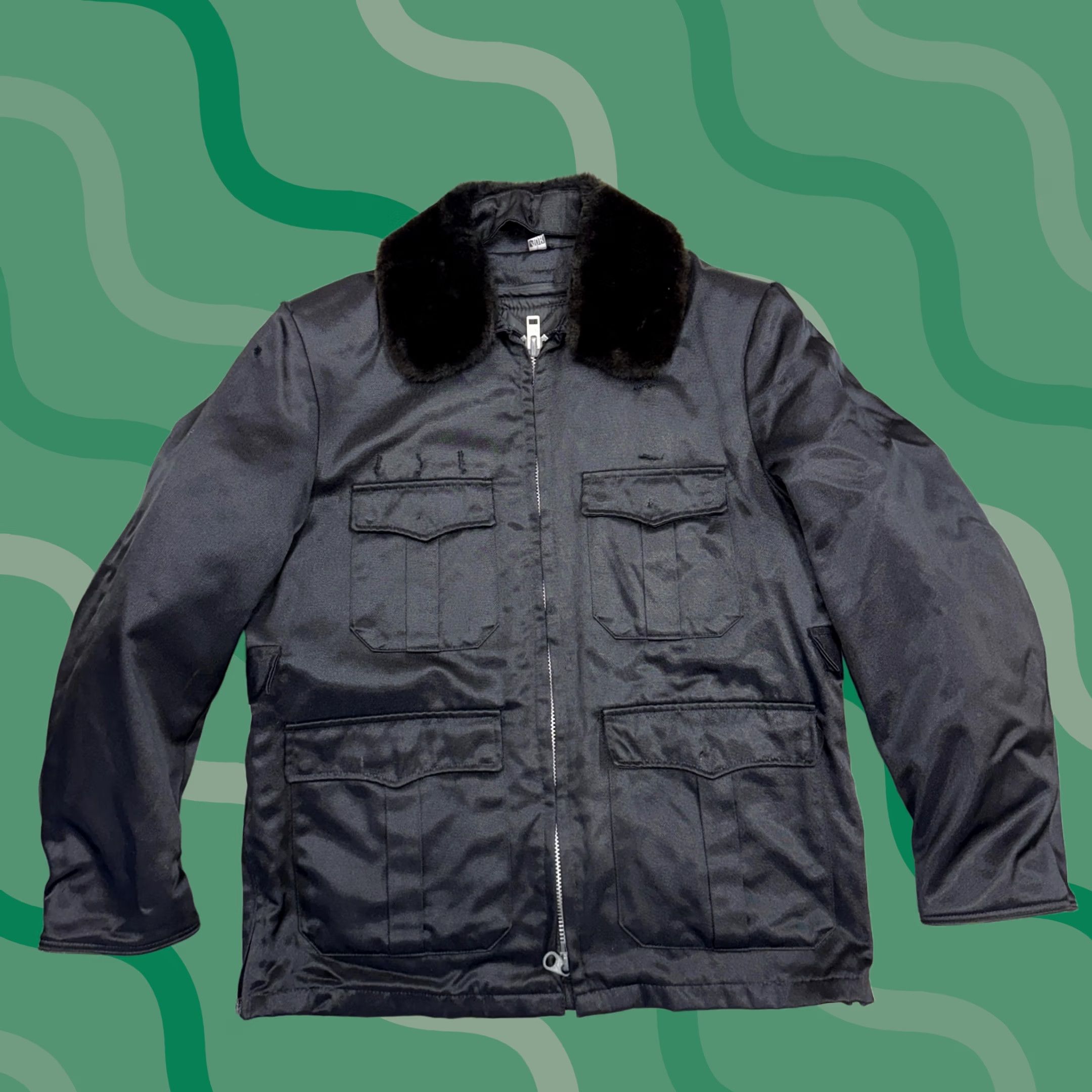 Vintage VINTAGE Blauer Tufnyl Jacket Mens 40R Black Fur Collar Military Workwear 70s Size US XXS / EU 40 - 1 Thumbnail