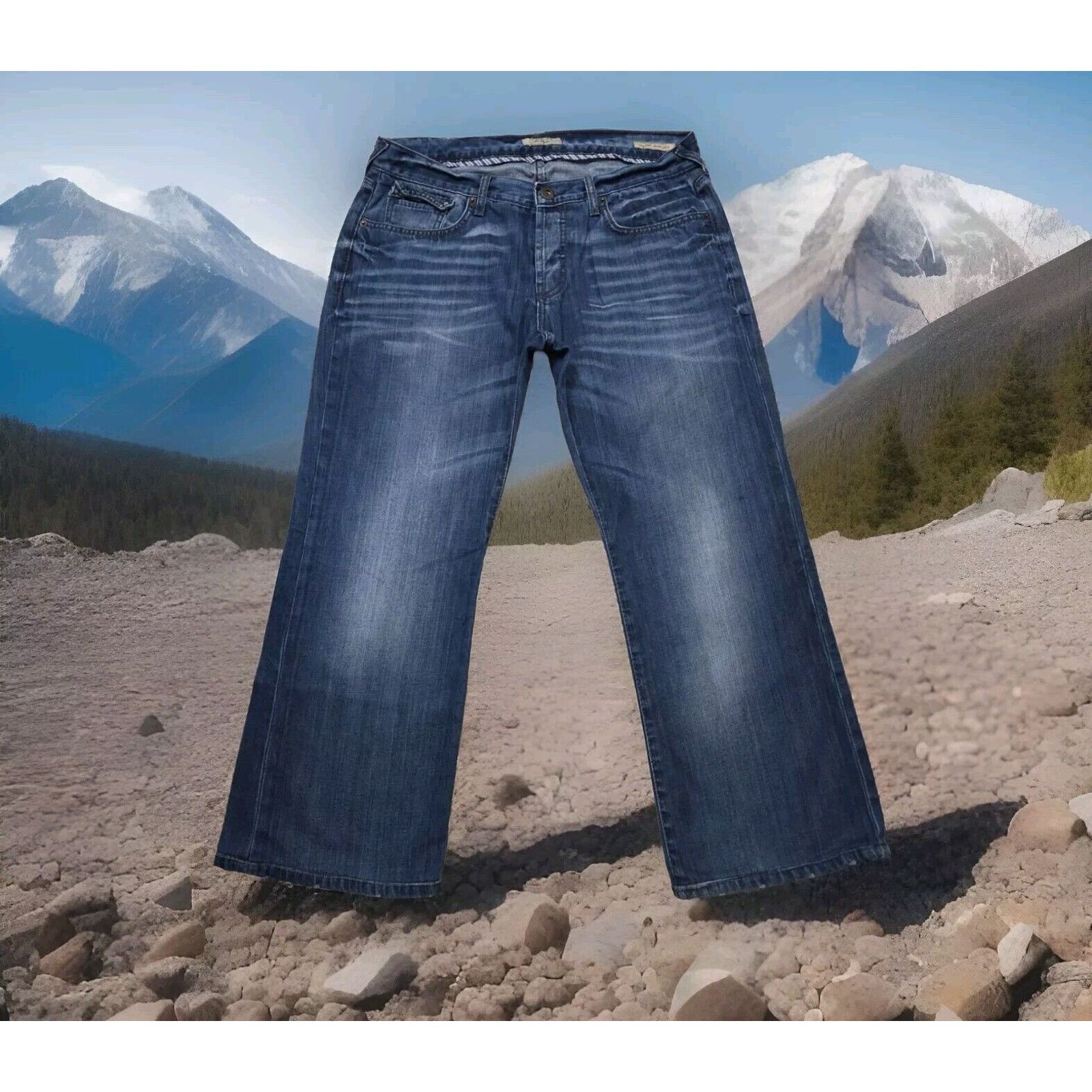 Guess Guess Falcon Slim Boot Jeans Mens Blue Distressed 33x27 Size US 33 - 3 Thumbnail