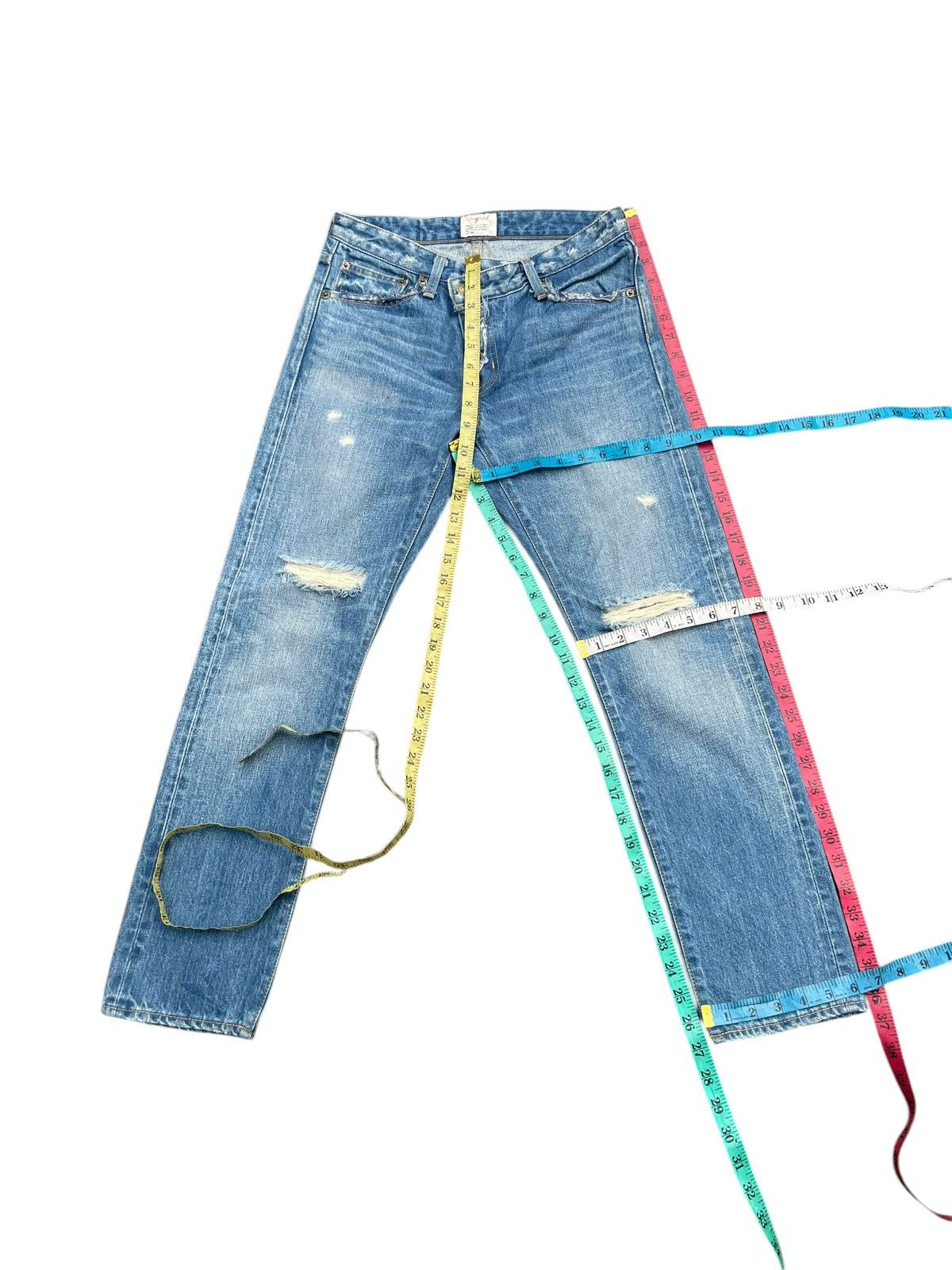 Japanese Brand Ungrid Distresed Selvedge Jeans Size 29" - 13 Thumbnail