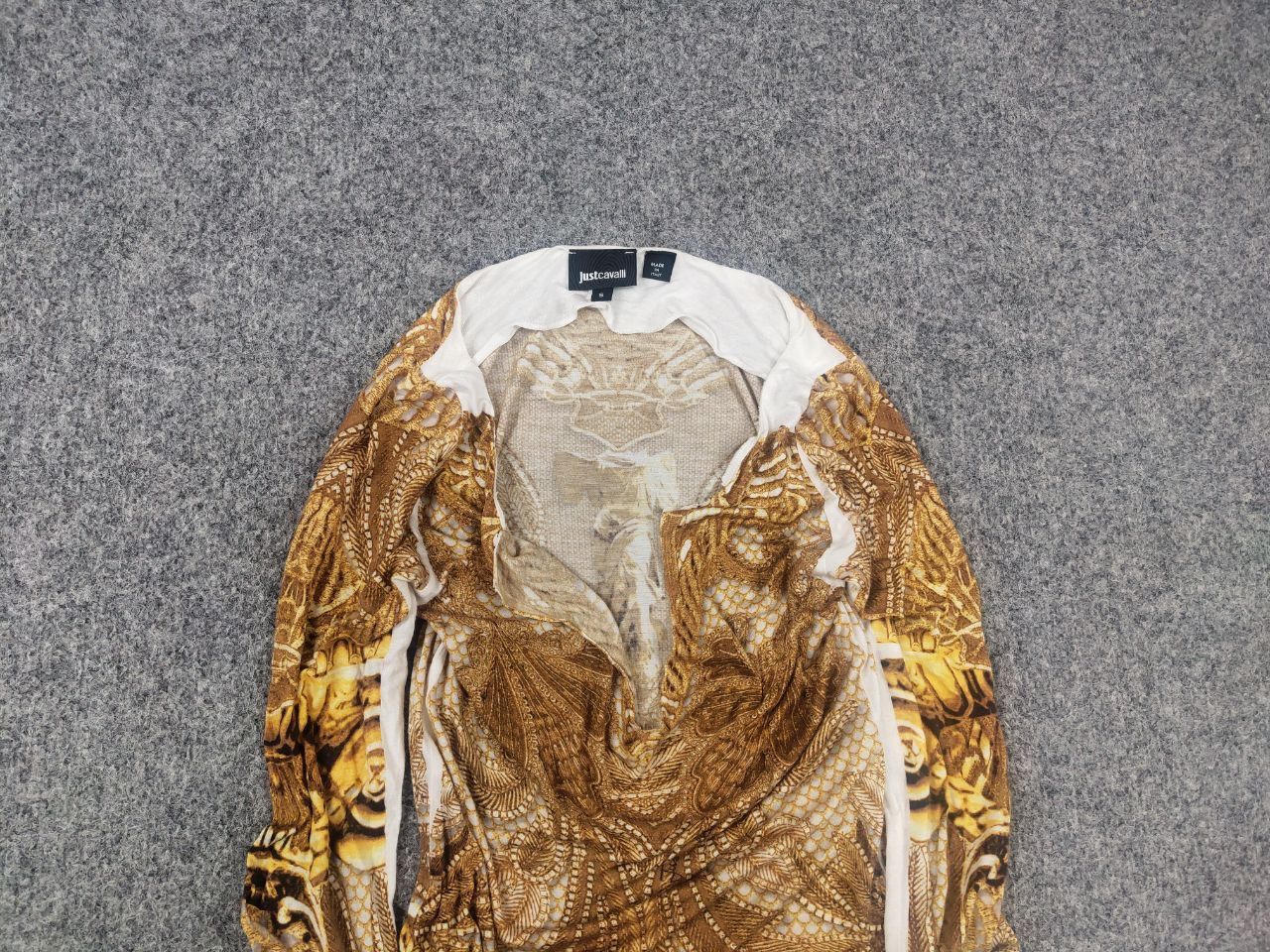 Just Cavalli Just Cavalli Design cocktail midi dress gold pattern sleeves Size S / US 4 / IT 40 - 4 Thumbnail