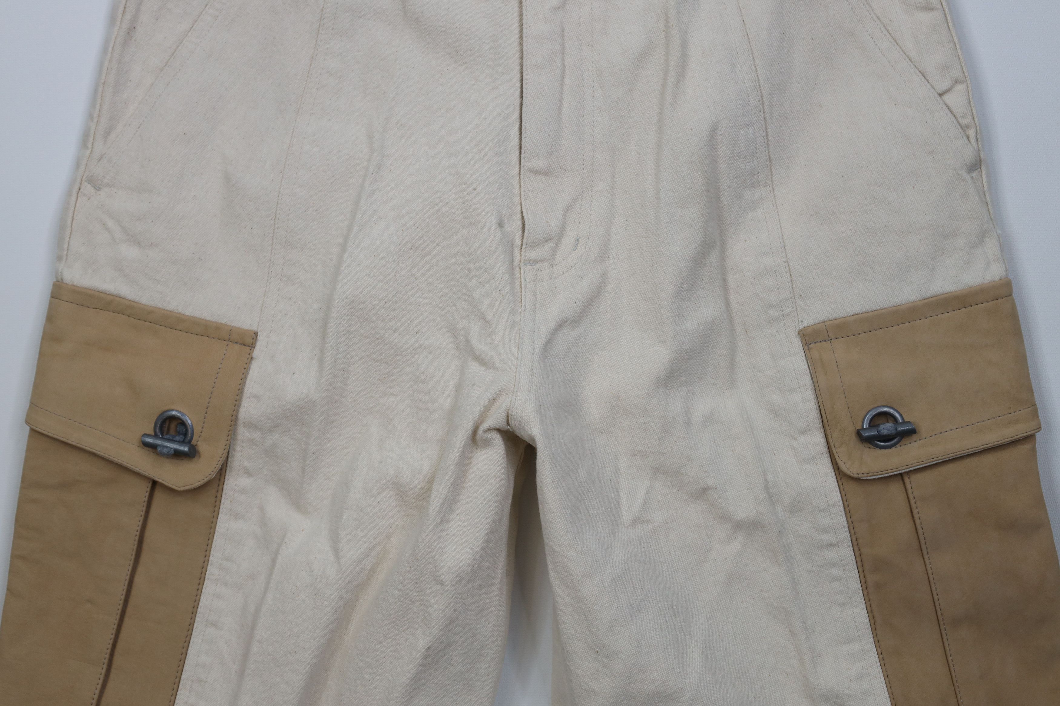 Vintage Deadstock Vintage 90s Streetwear Leather Trim Cargo Shorts Size US 32 / EU 48 - 3 Thumbnail