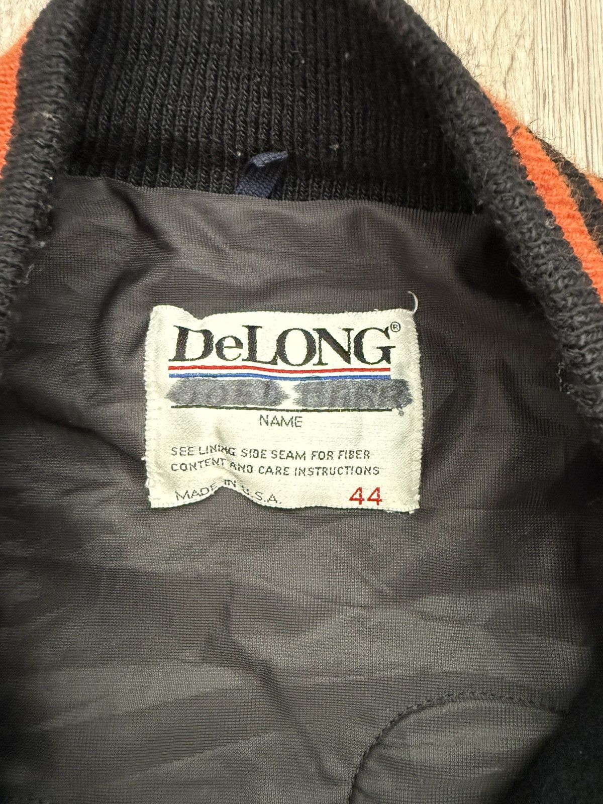 Vintage DeLONG Varsity Jacket Made in USA Wool Size 44