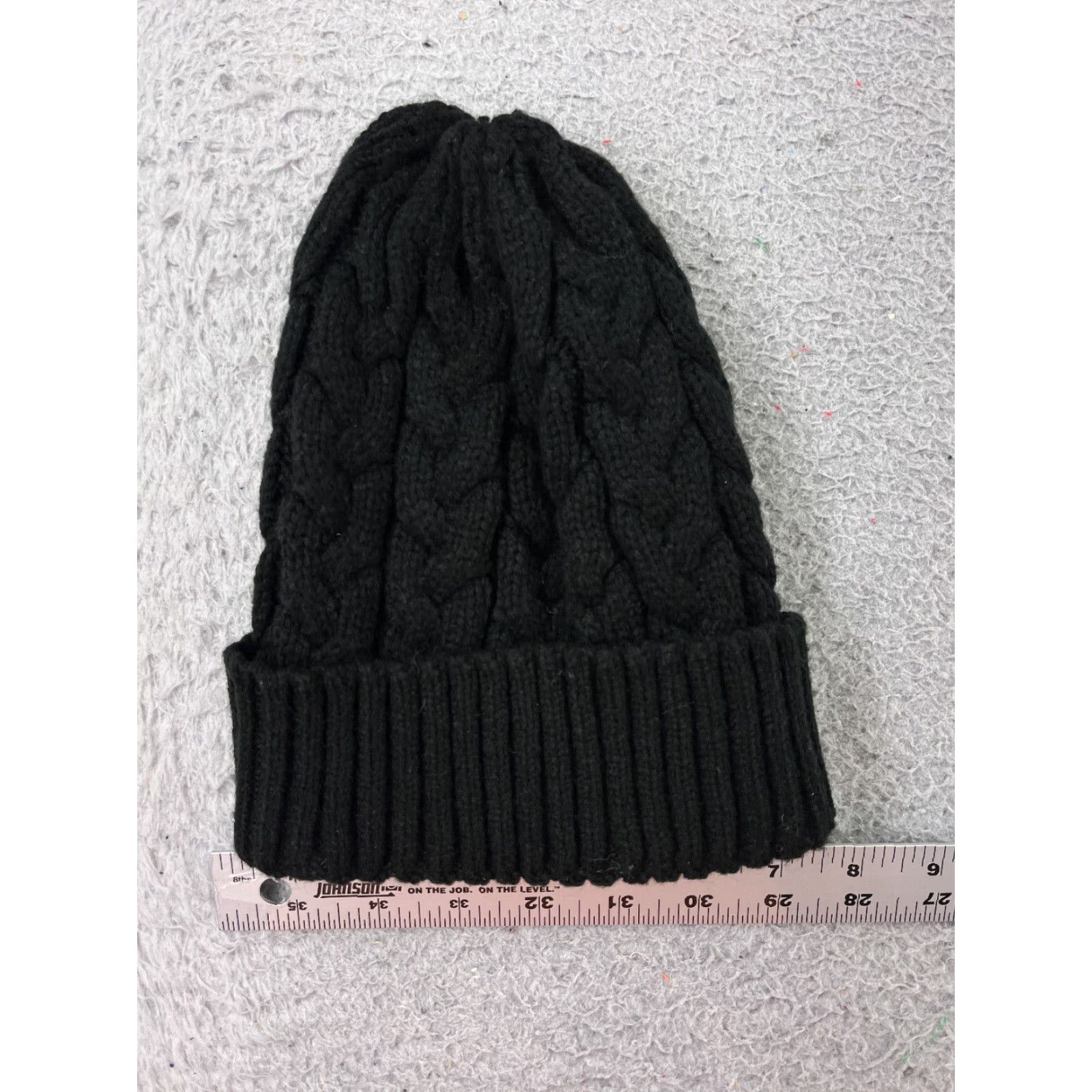Vintage WOMEN Beanie Toque Black Cable Knit 1 Size 100% Acrylic Knit Hat Winter Ski Snow Adult One Size Black Beanie Womens Size ONE SIZE - 2 Thumbnail