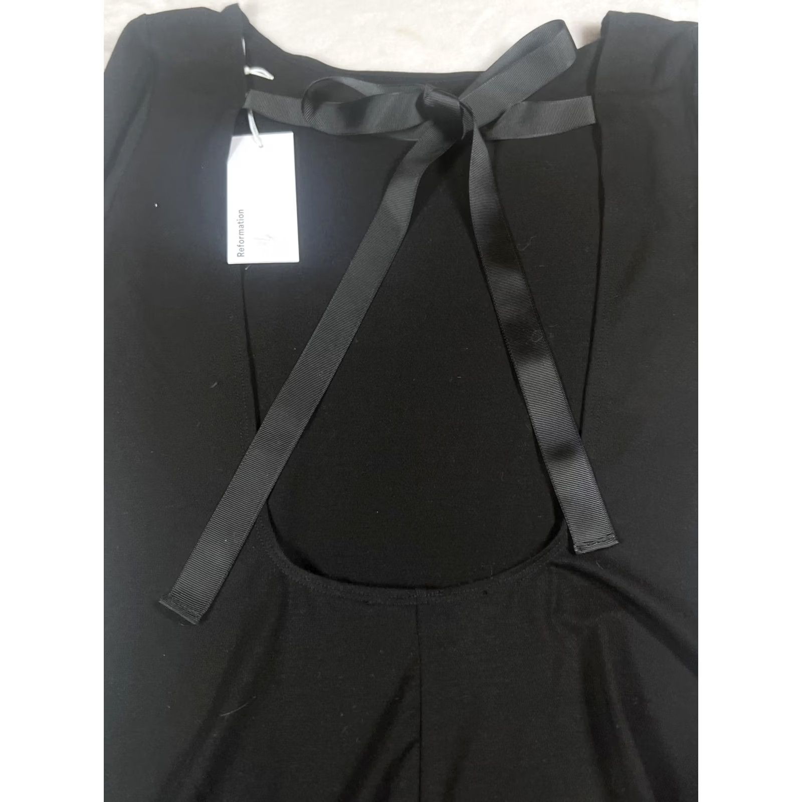 Reformation VINTAGE? No. Reformation Avant Dress Womens Large Black Cut Out Bow Long Sleeve Bodycon Mini Size L / US 10 / IT 46 - 7 Thumbnail