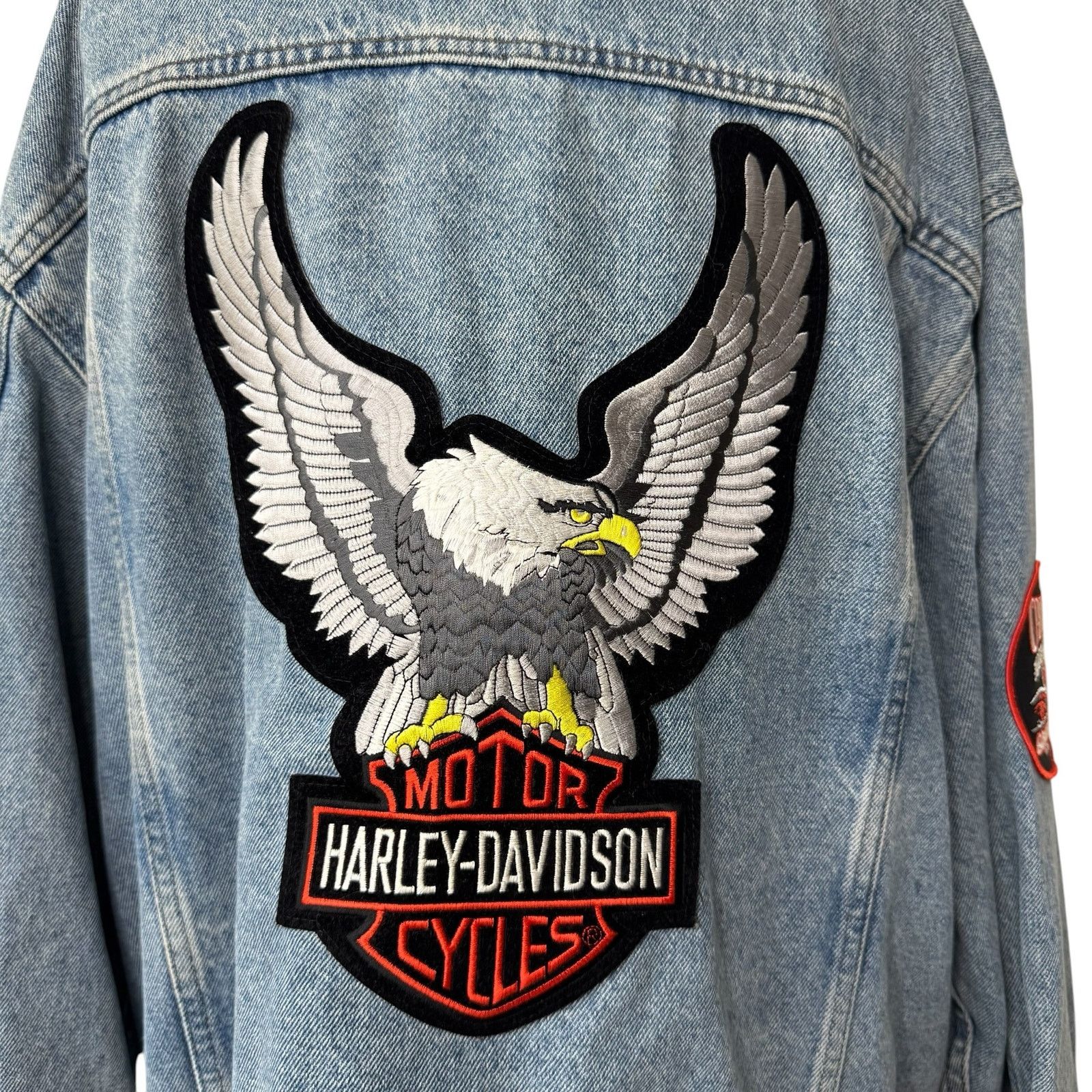Harley Davidson HARLEY DAVIDSON Denim Jacket with Pins and Eagle Patch Size US XXL / EU 58 / 5 - 4 Thumbnail