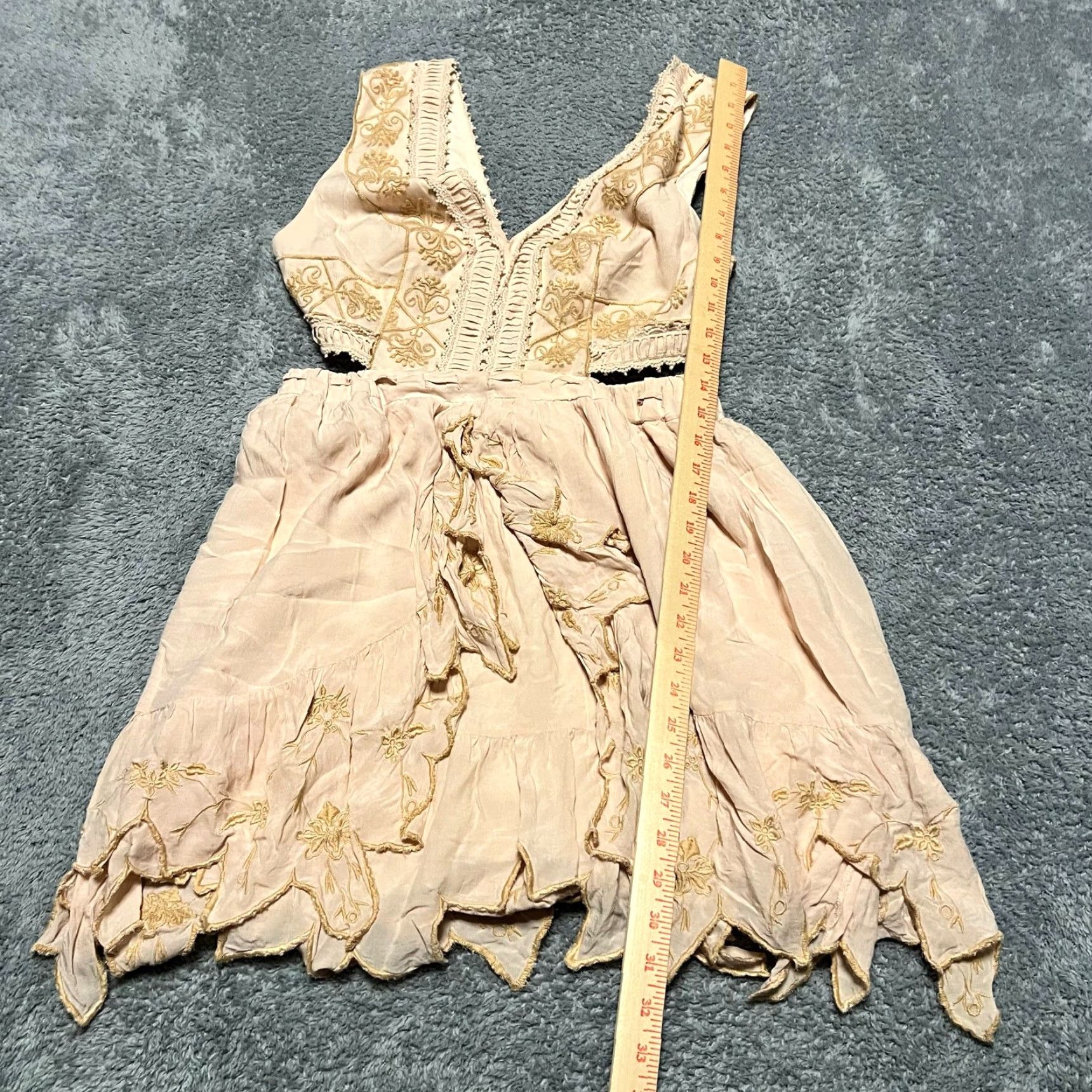 Free People Free People Dress Mini Womens 6 Honeysuckle Cutout Boho Beige Cream Tan Dress Women 6 Small Short Edt Regular Size M / US 6-8 / IT 42-44 - 6 Thumbnail