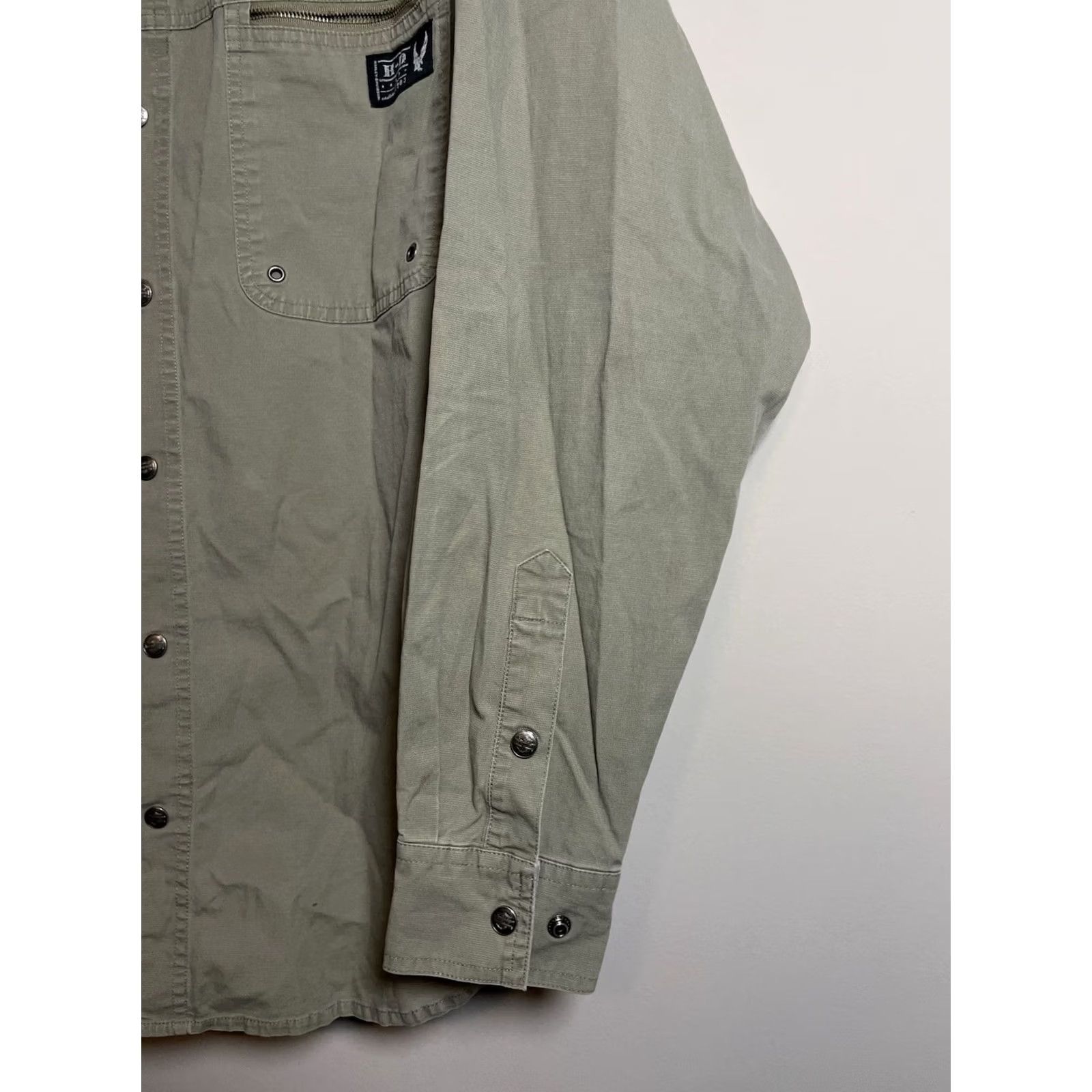 Harley Davidson Harley-Davidson Shirt Mens L Khaki Beige Long Sleeve Button-Up Biker Patch Logo Embroidered Cotton Brown Size US L / EU 52-54 / 3 - 5 Thumbnail