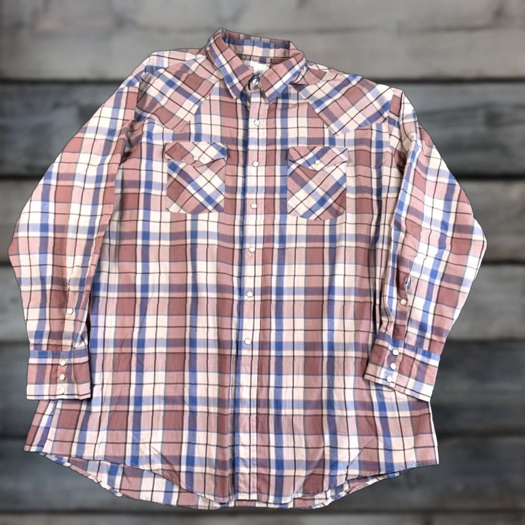 Vintage VINTAGE 80s Western Style Shirt Plaid Brown Lightweight Snap Button Long Sleeve Collared 3XL Mens Shirt Size US XXL / EU 58 / 5 - 1 Thumbnail
