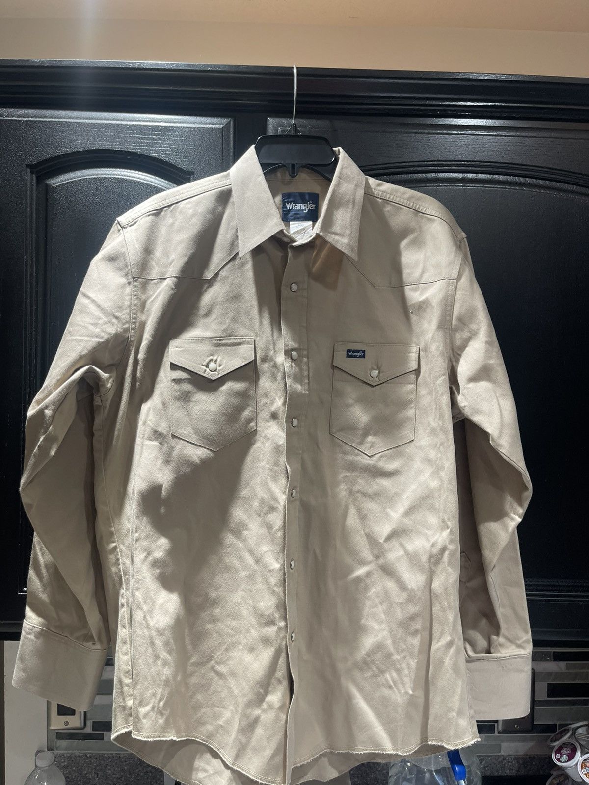 Wrangler Men’s Vintage VTG Wrangler Pearl Snap Button Tan Shirt Size US L / EU 52-54 / 3 - 1 Thumbnail