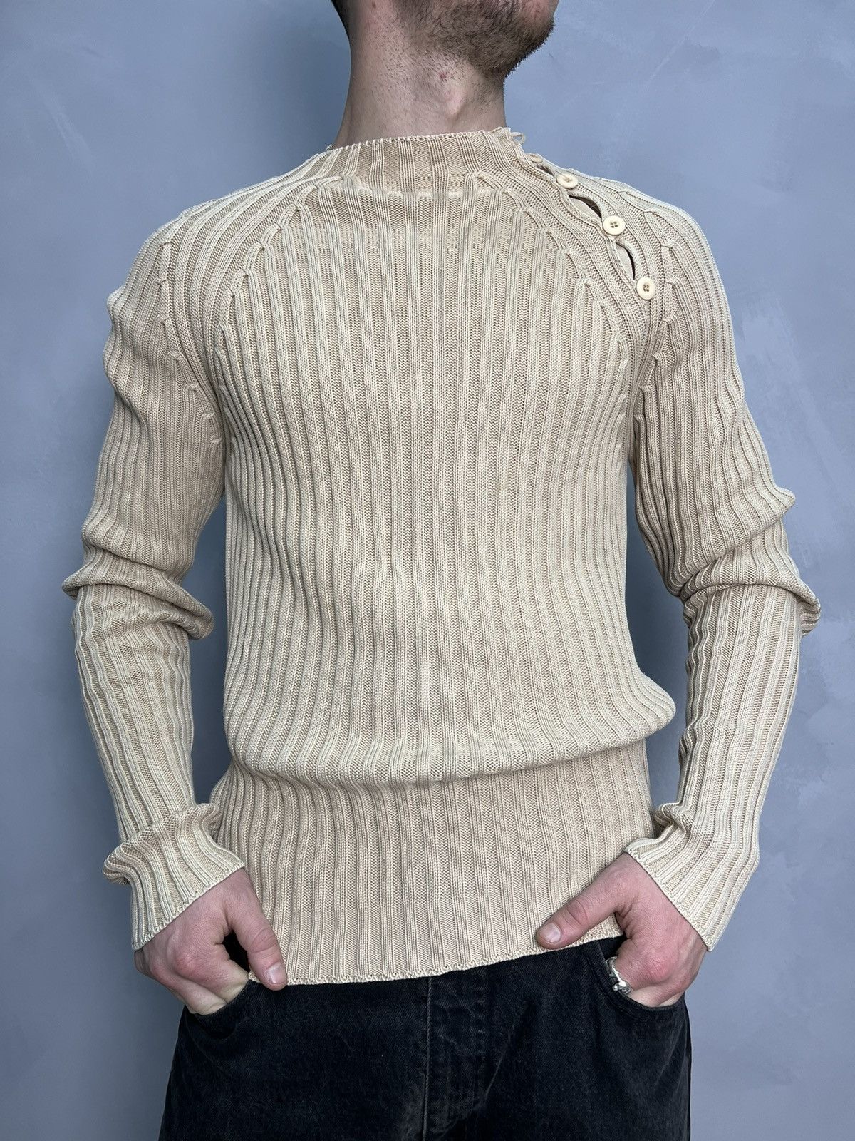 Vintage Y2K 00s Diesel Distressed Punk Sweater striped knit
