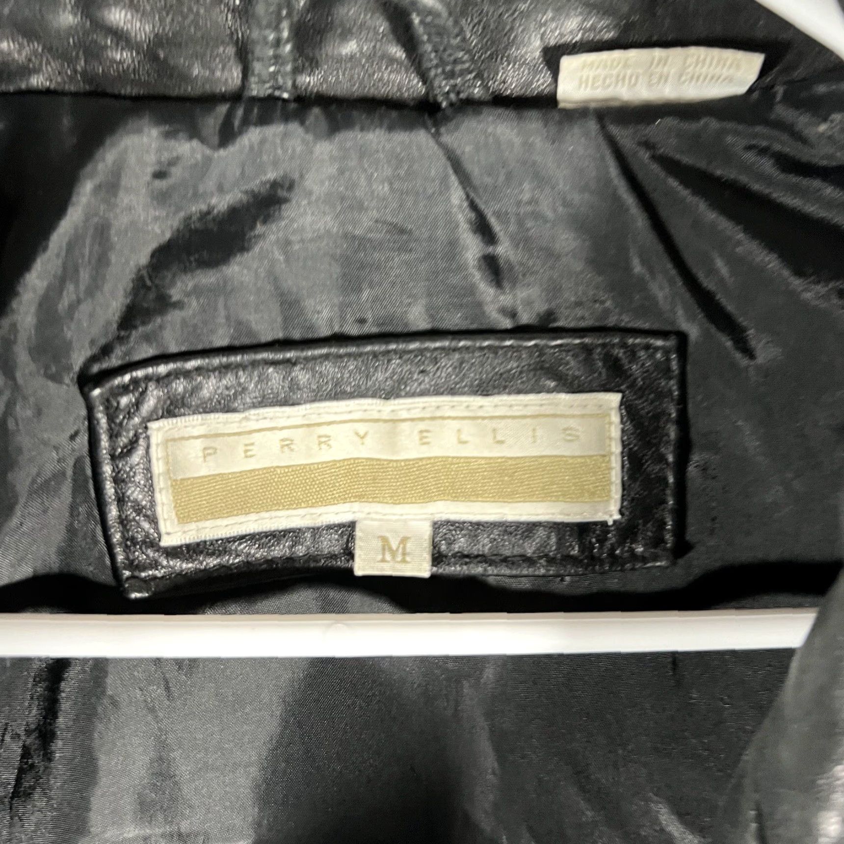 Perry Ellis Perry Ellis Womens Button Down Leather Jacket Black Long Coat M Size M / US 6-8 / IT 42-44 - 2 Thumbnail