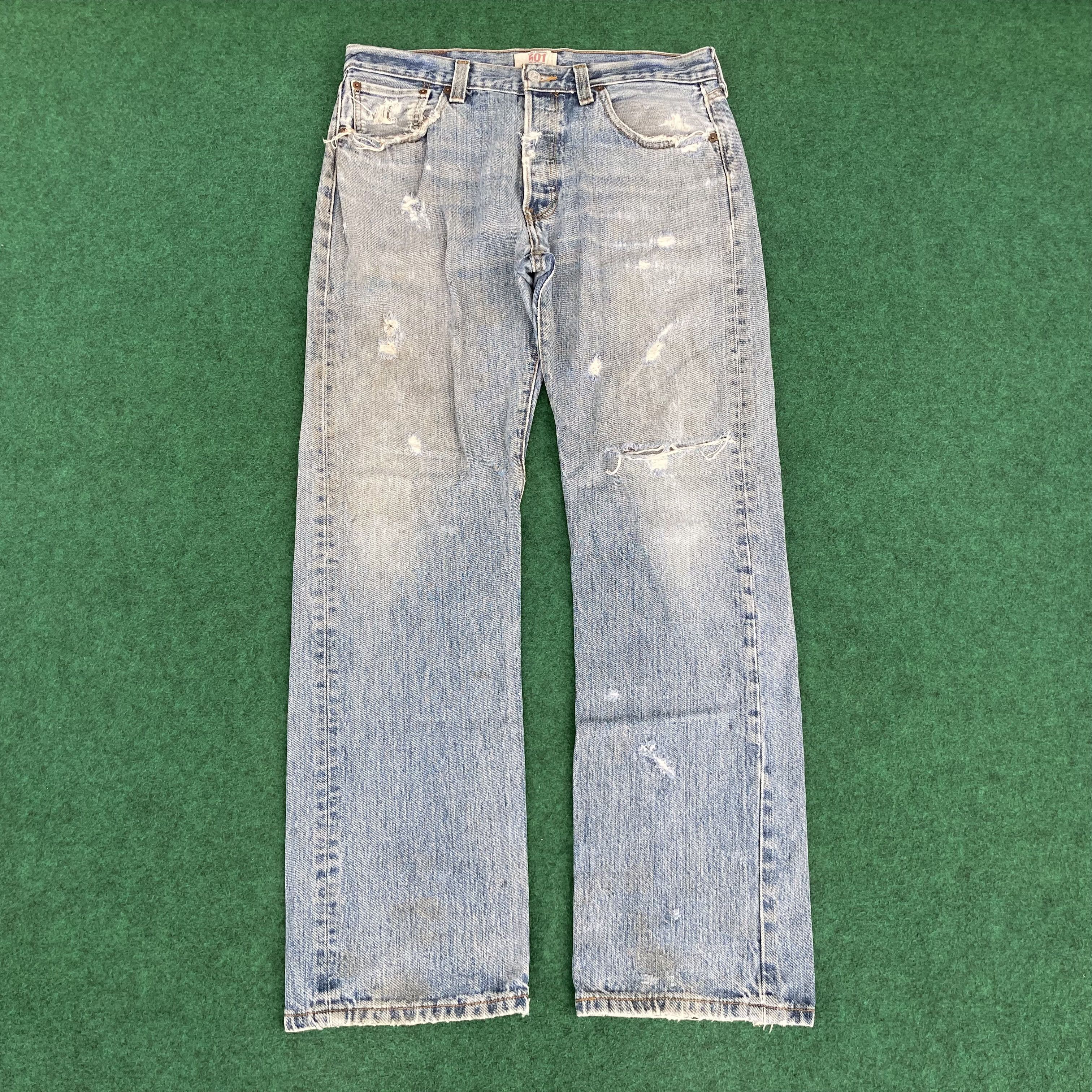 Levi's × Vintage Vtg Levis 501 Ripped Stains Button Fly Blue Denim Jeans Size US 34 / EU 50 - 1 Thumbnail