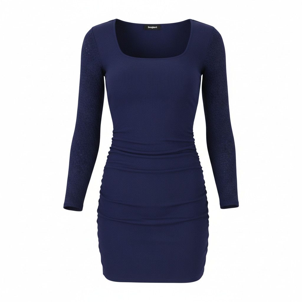 Desigual PRAGA M Dark Blue Long Sleeve Mini Dress 89022 Size M / US 6-8 / IT 42-44 - 1 Thumbnail