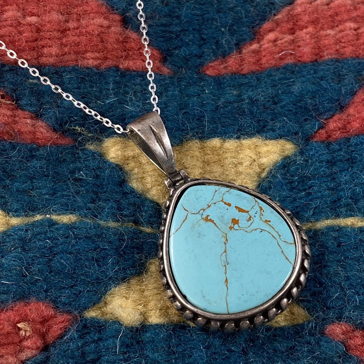 Kapital × Vintage Vtg Sterling Silver Turquoise Domed Trim Chunky Necklace Size ONE SIZE - 1 Thumbnail