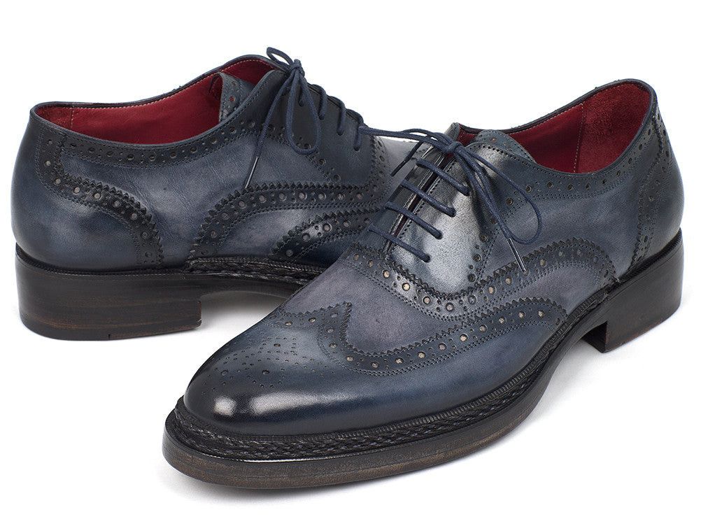 Handmade Handmade Men's Triple Leather Sole Wingtip Brogues Blue Size US 10 / EU 43 - 6 Thumbnail