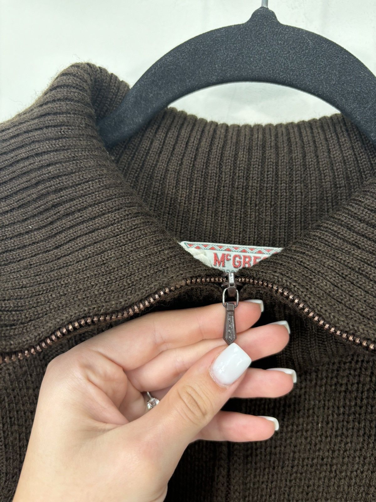 McGregor Vintage 70s McGregor Sportswear Brown Cable Knit Zip Sweater Size US M / EU 48-50 / 2 - 9 Thumbnail