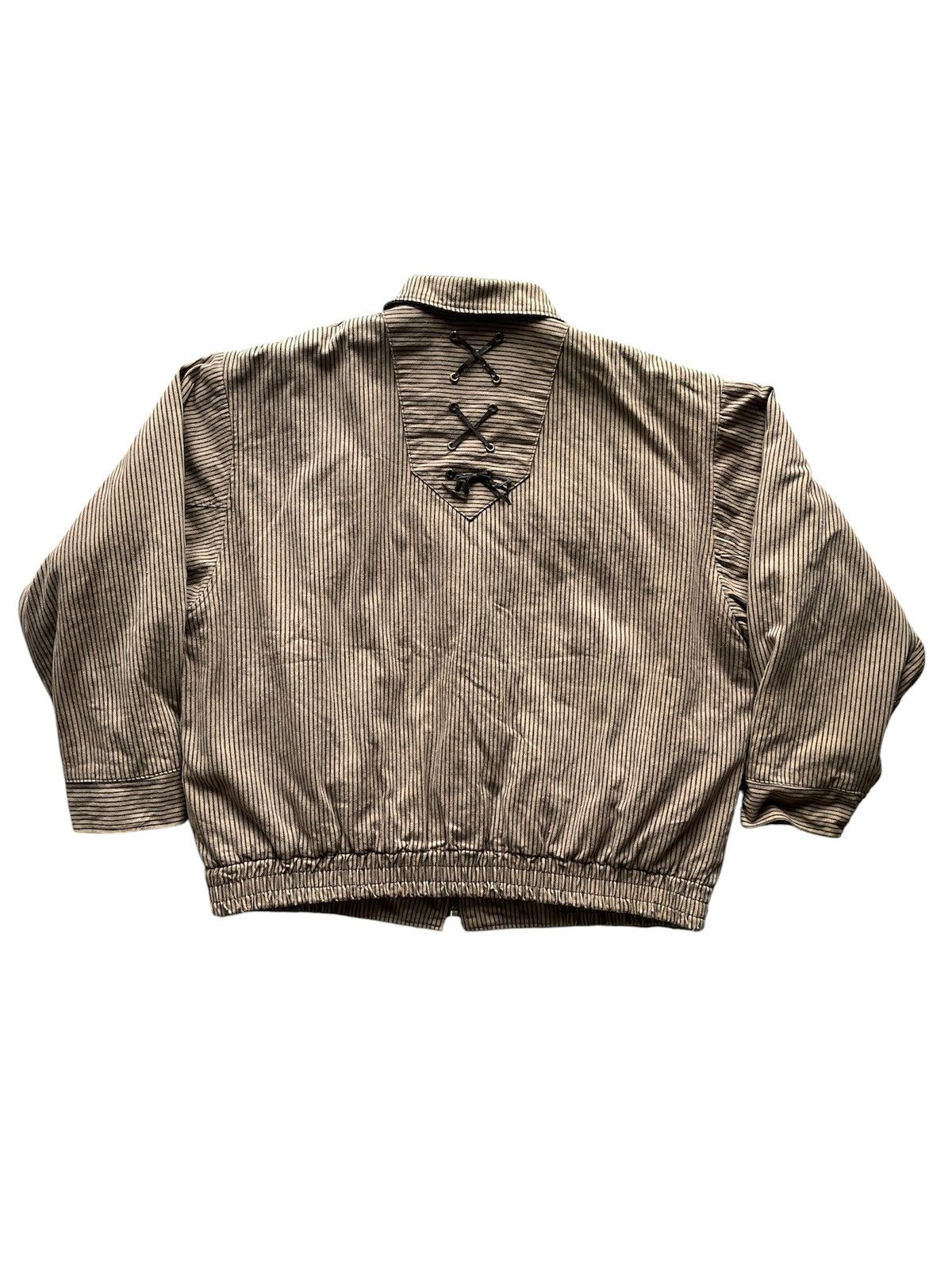 Japanese Brand Japanese Brand Words Worth Pinstriped Bomber Jacket Size US L / EU 52-54 / 3 - 2 Thumbnail
