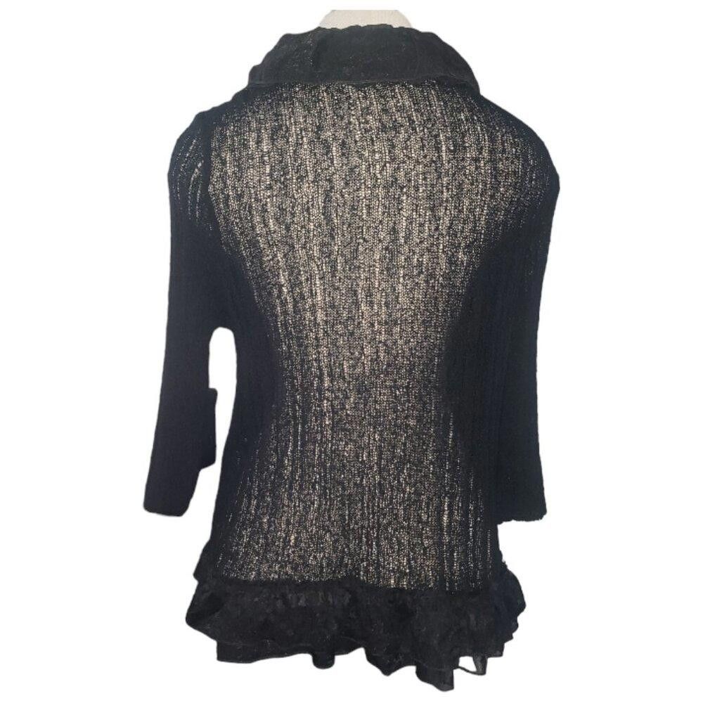Designer CT1607 Ethyl Black Ruffled Open Lightweight Shrug M Size M / US 6-8 / IT 42-44 - 5 Thumbnail